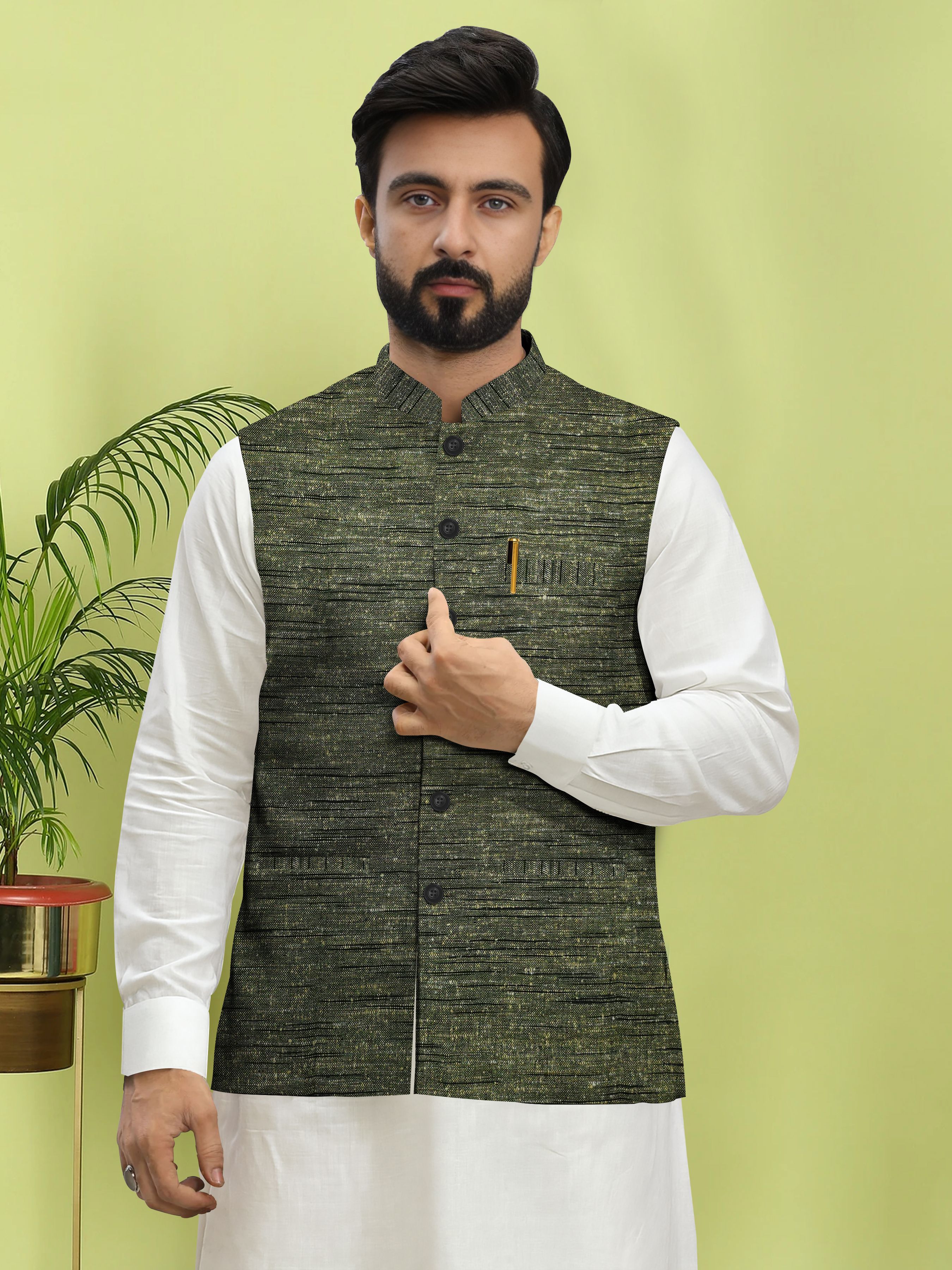 Self Design Men Waistcoat