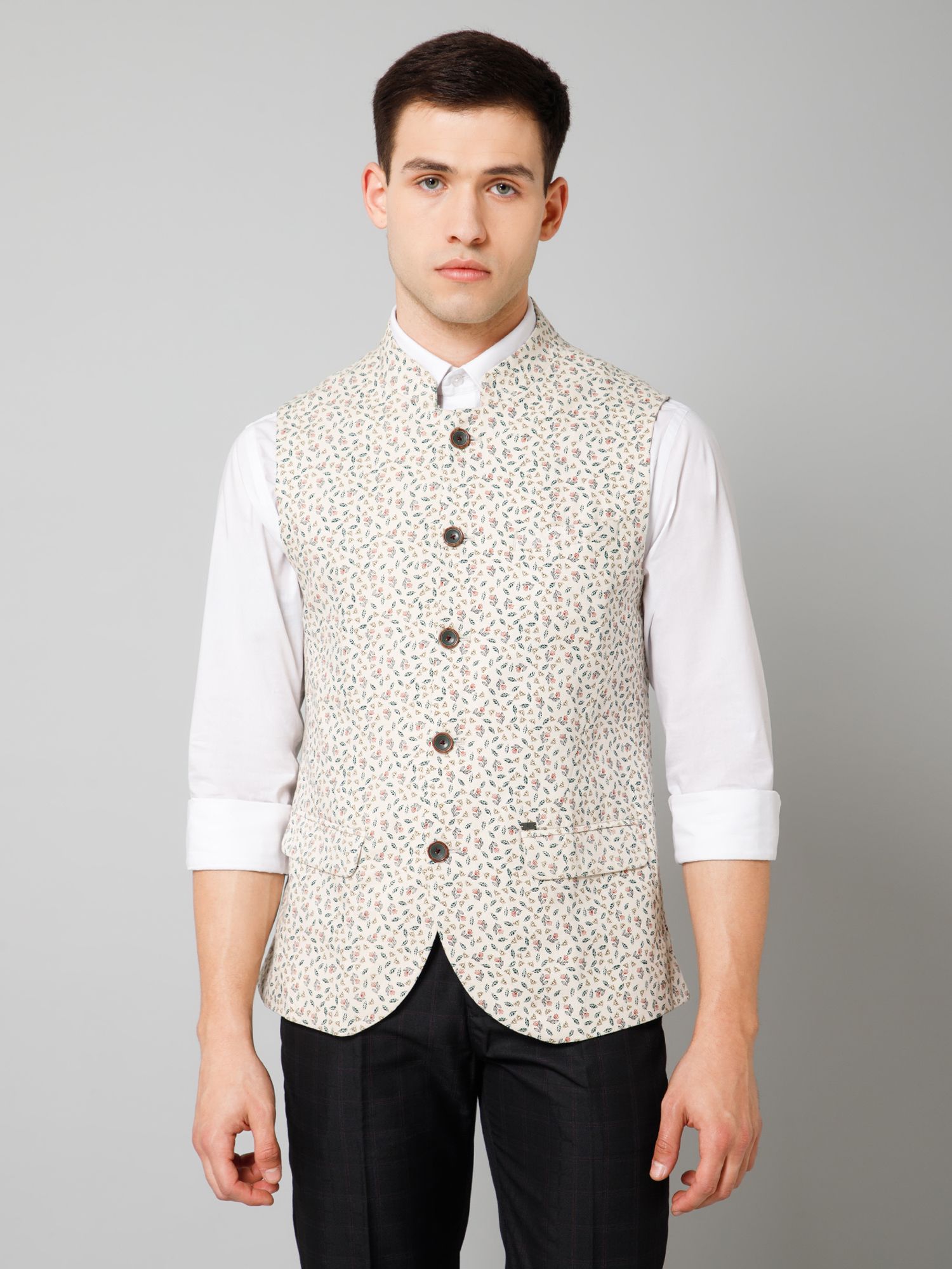 cantabil Printed Men Waistcoat-picture-12