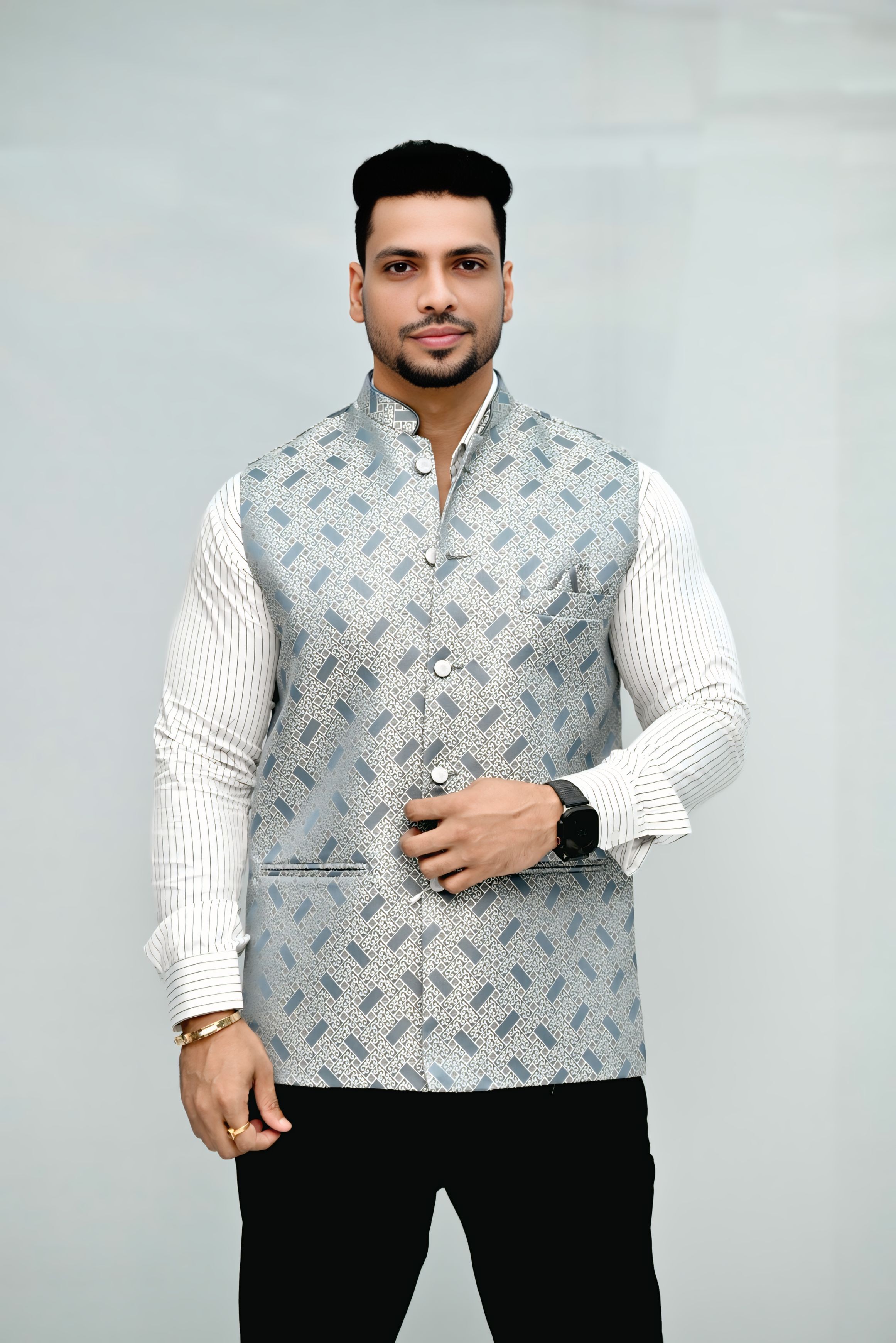 skylark Geometric Print Men Waistcoat-picture-13