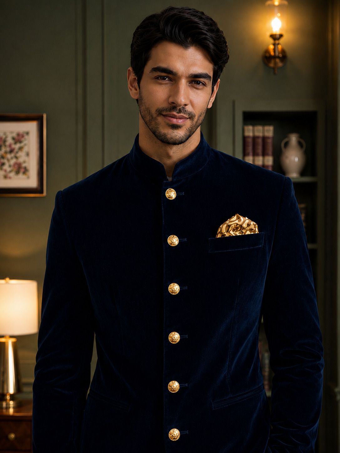 modern mughals Men Solid Bandhgala Festive & Wedding Blazer-picture-42