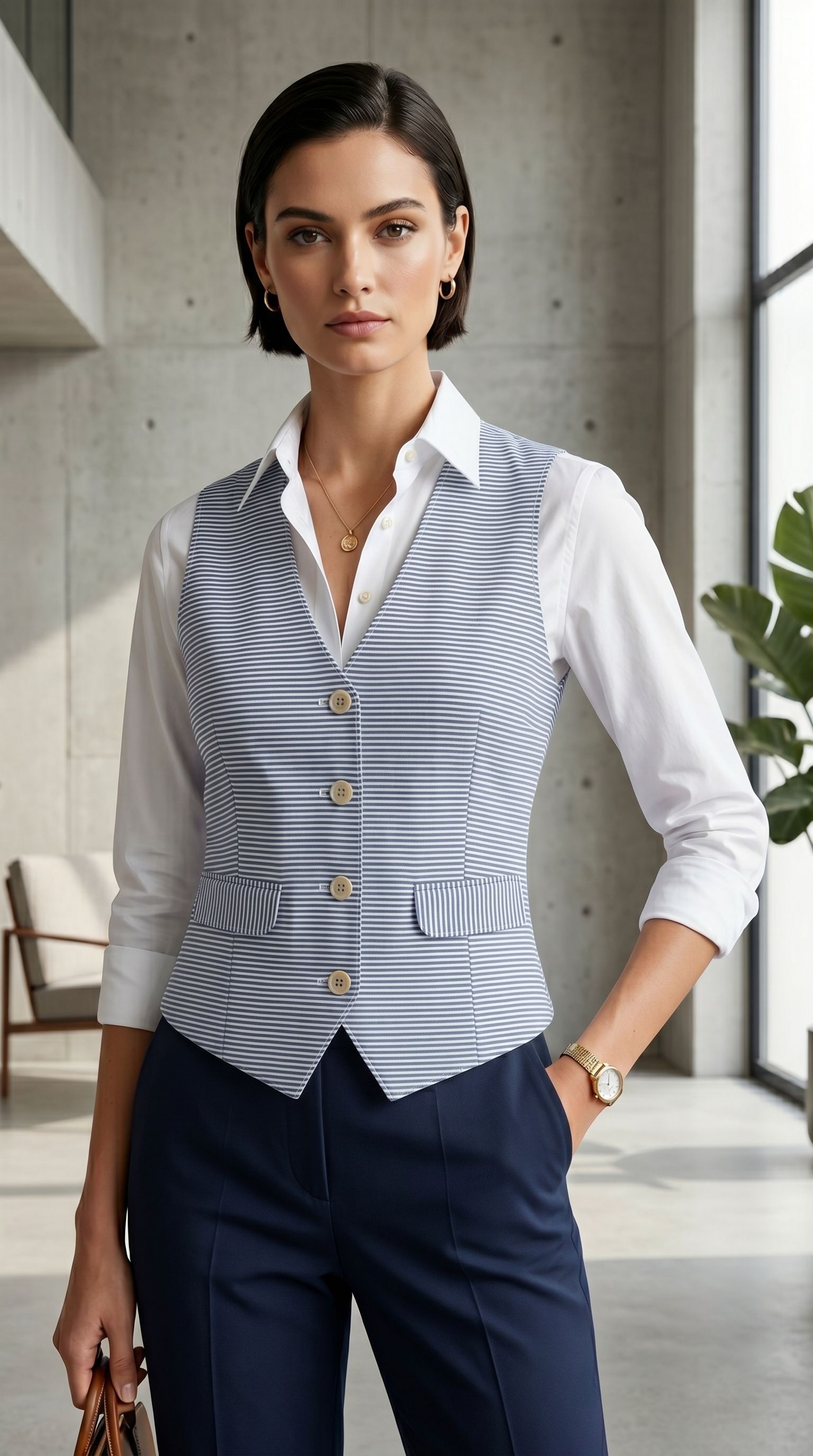 perfect productions Striped Women Waistcoat-picture-28