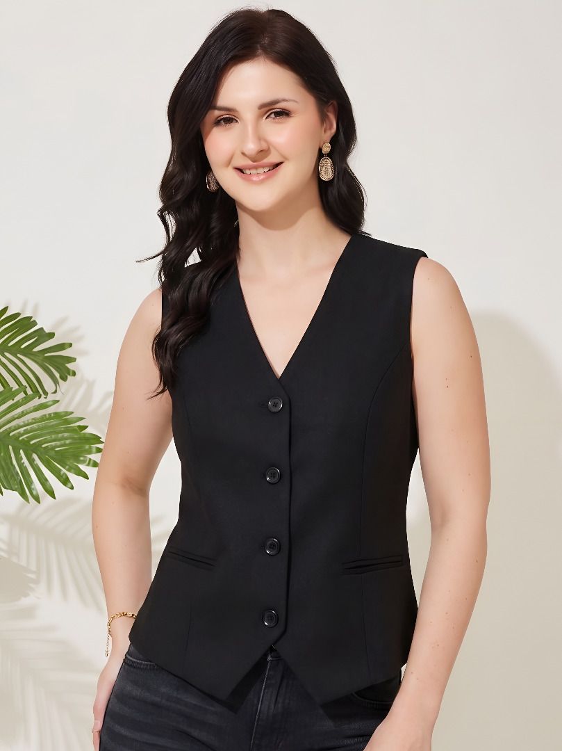 cadmon Solid Women Waistcoat-picture-14
