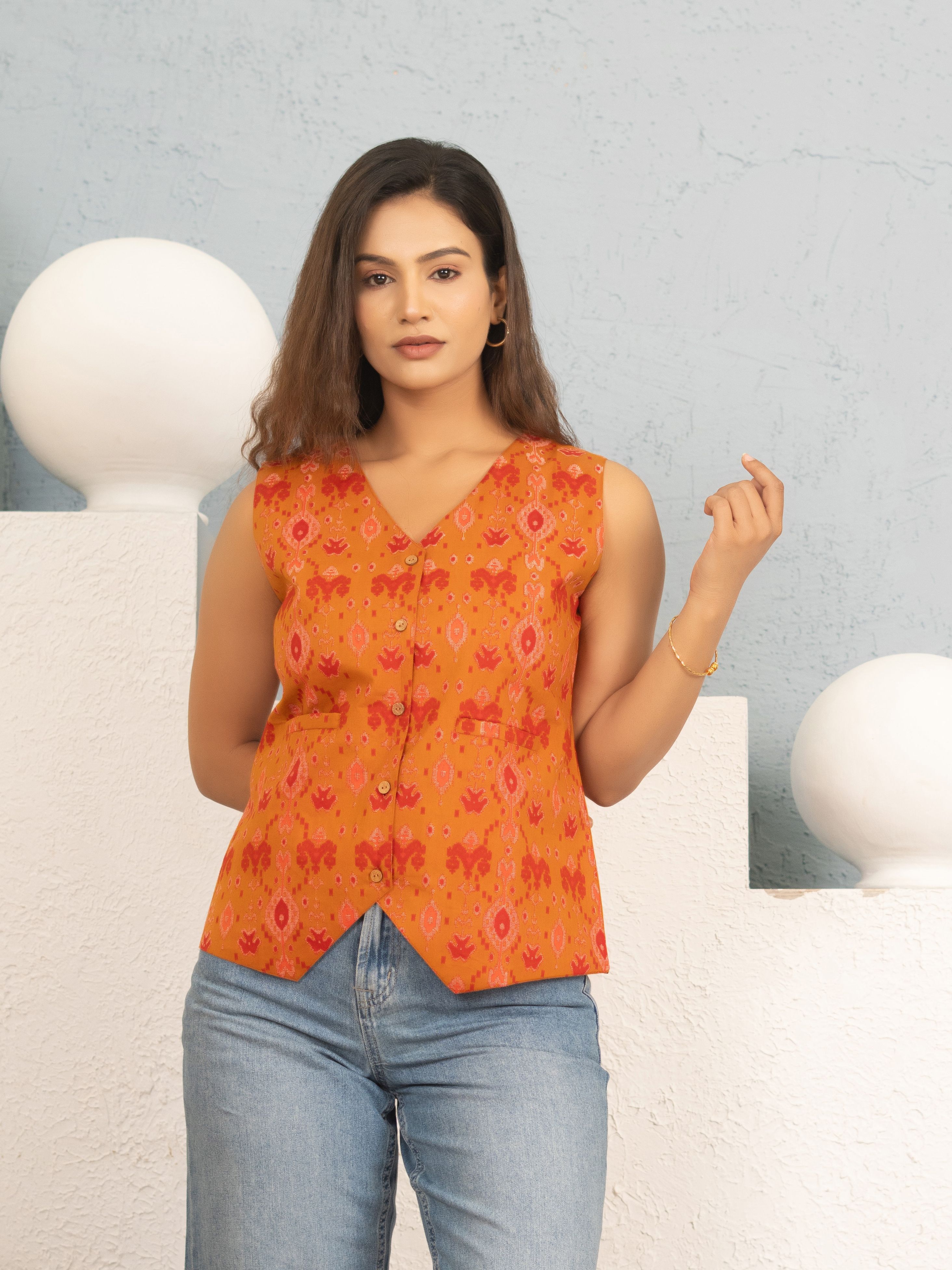 om enterprises Floral Print Women Waistcoat-picture-30