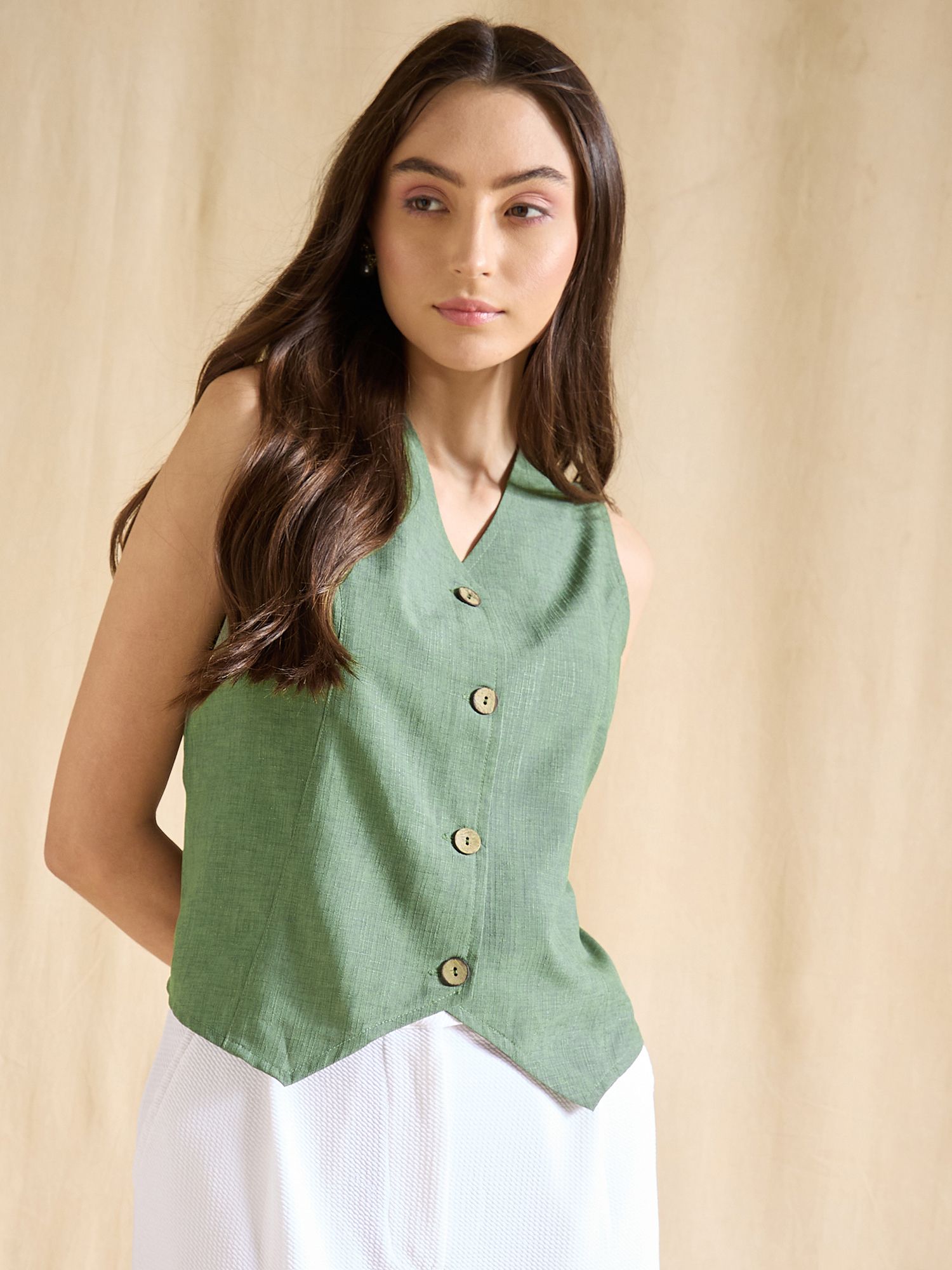 drape and dazzle Solid Women Waistcoat-picture-23