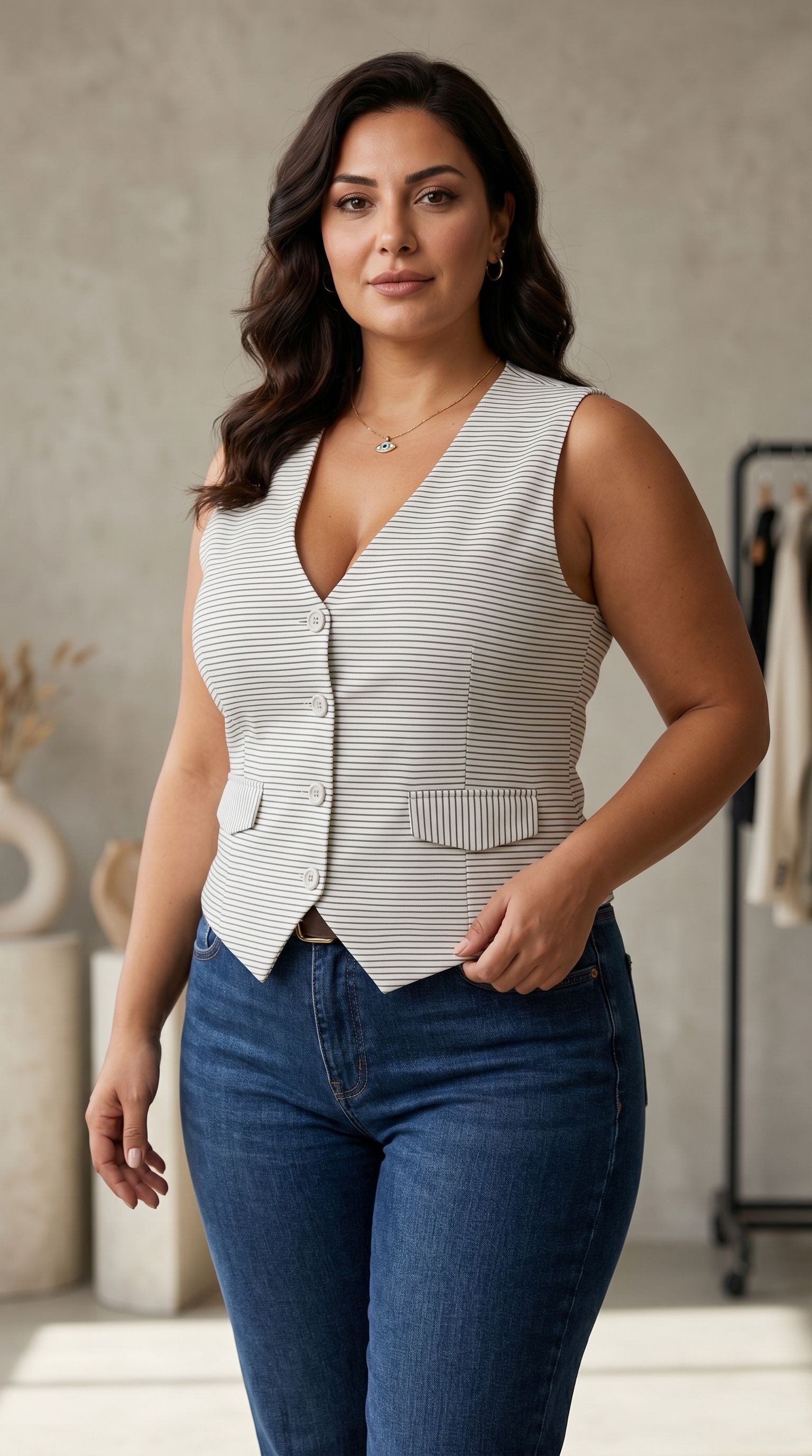 perfect productions Striped Women Waistcoat-picture-16