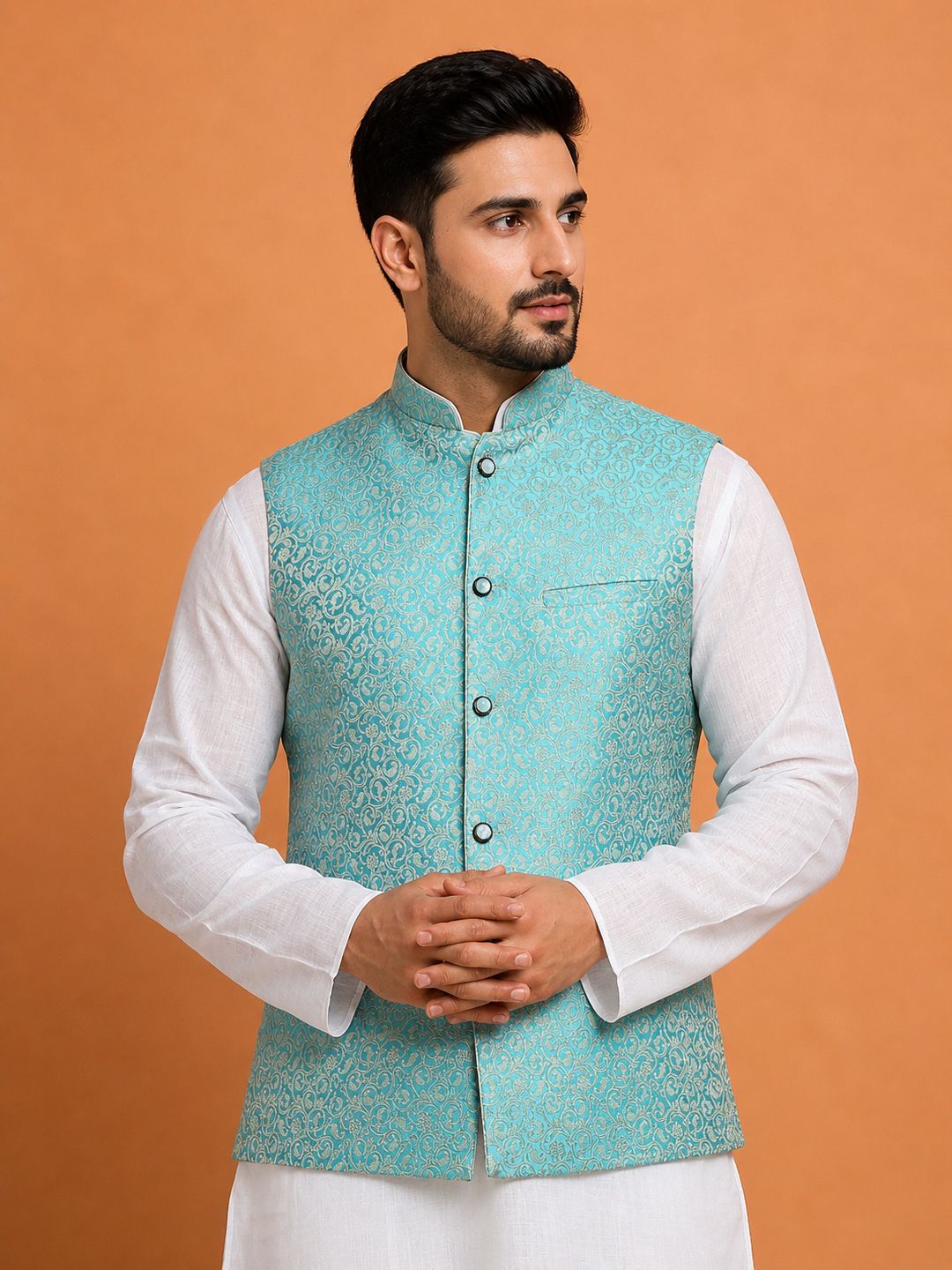aurevia Self Design Men Waistcoat-picture-13