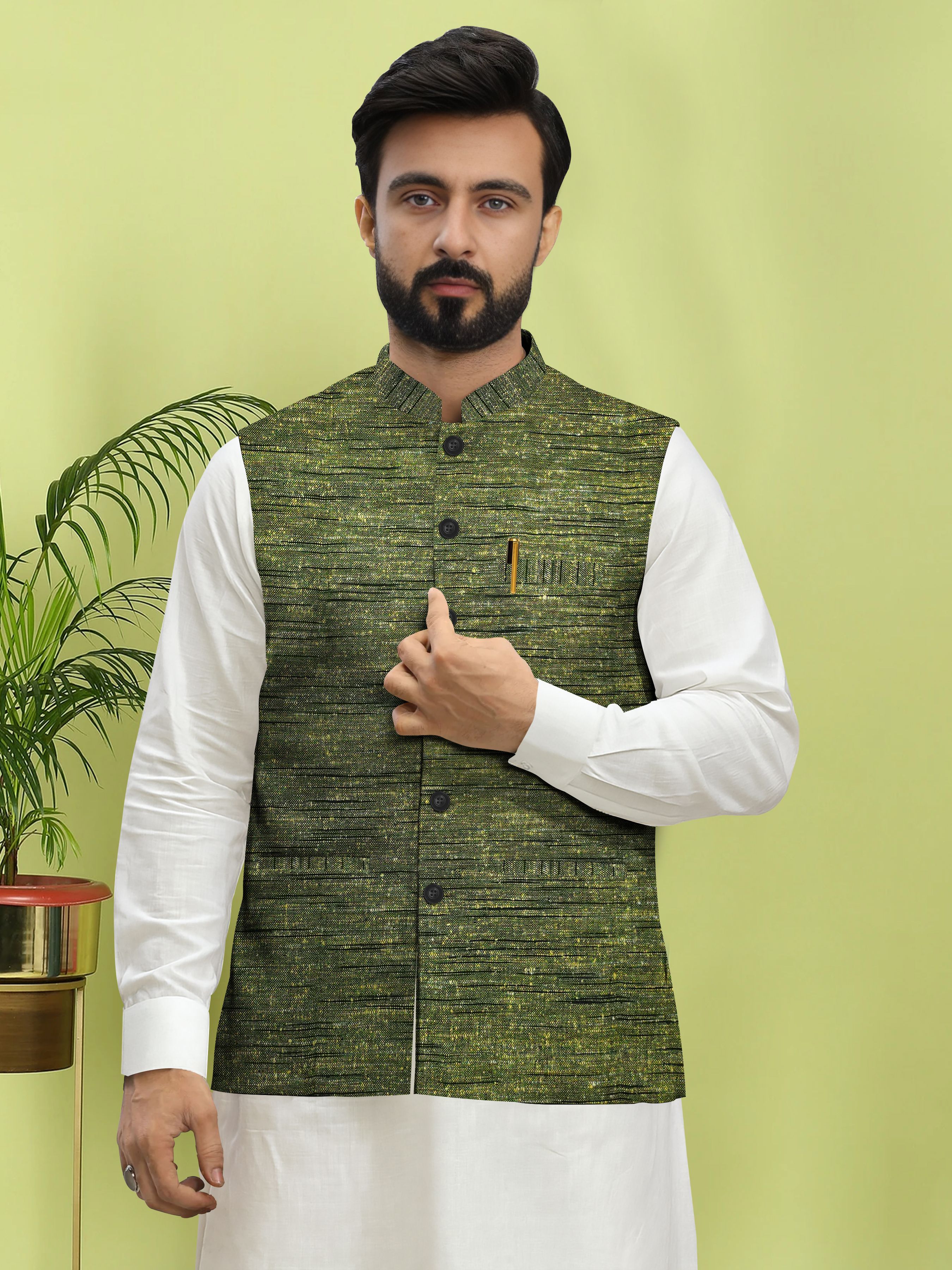 Self Design Men Waistcoat