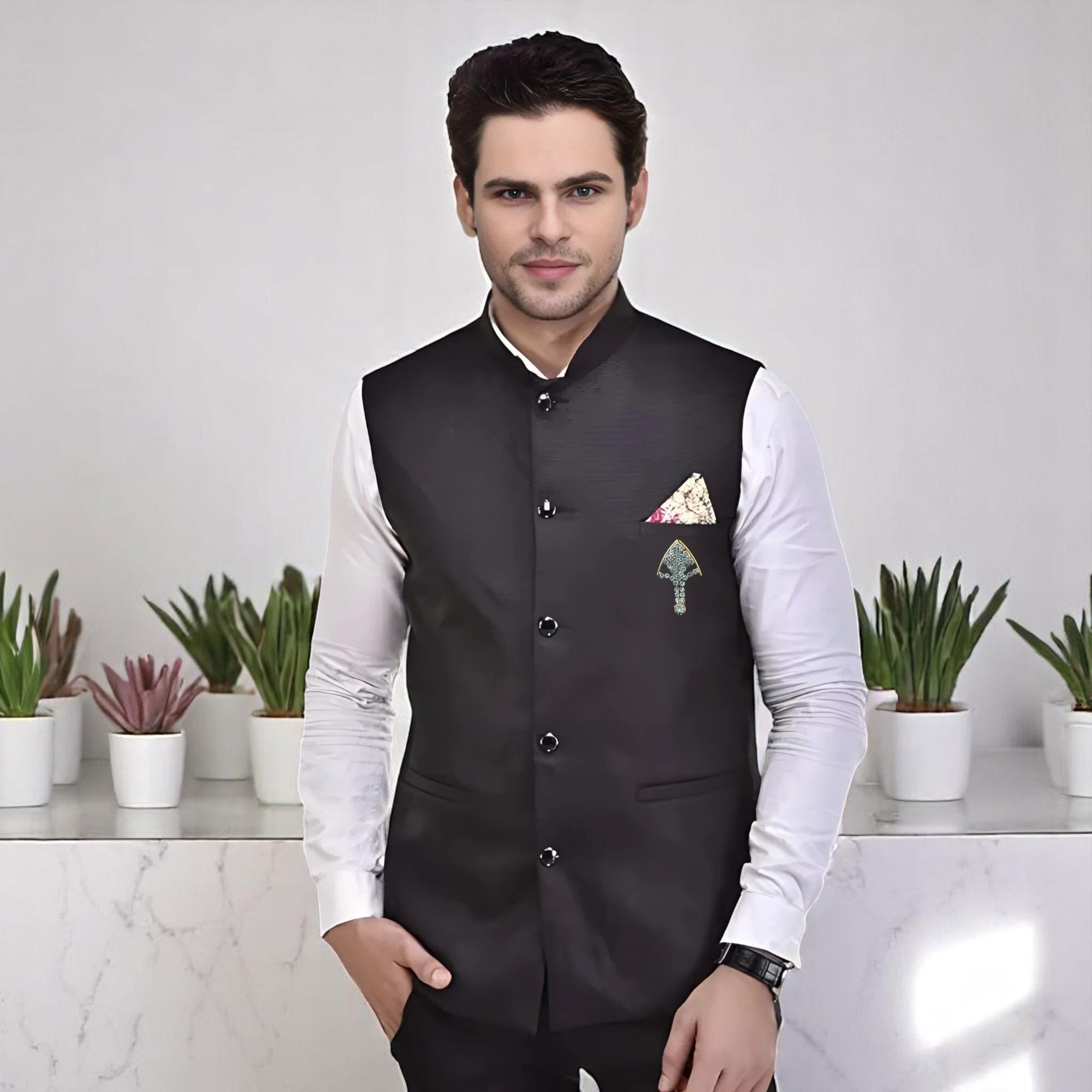 houseofcommon Solid Men Waistcoat-picture-26