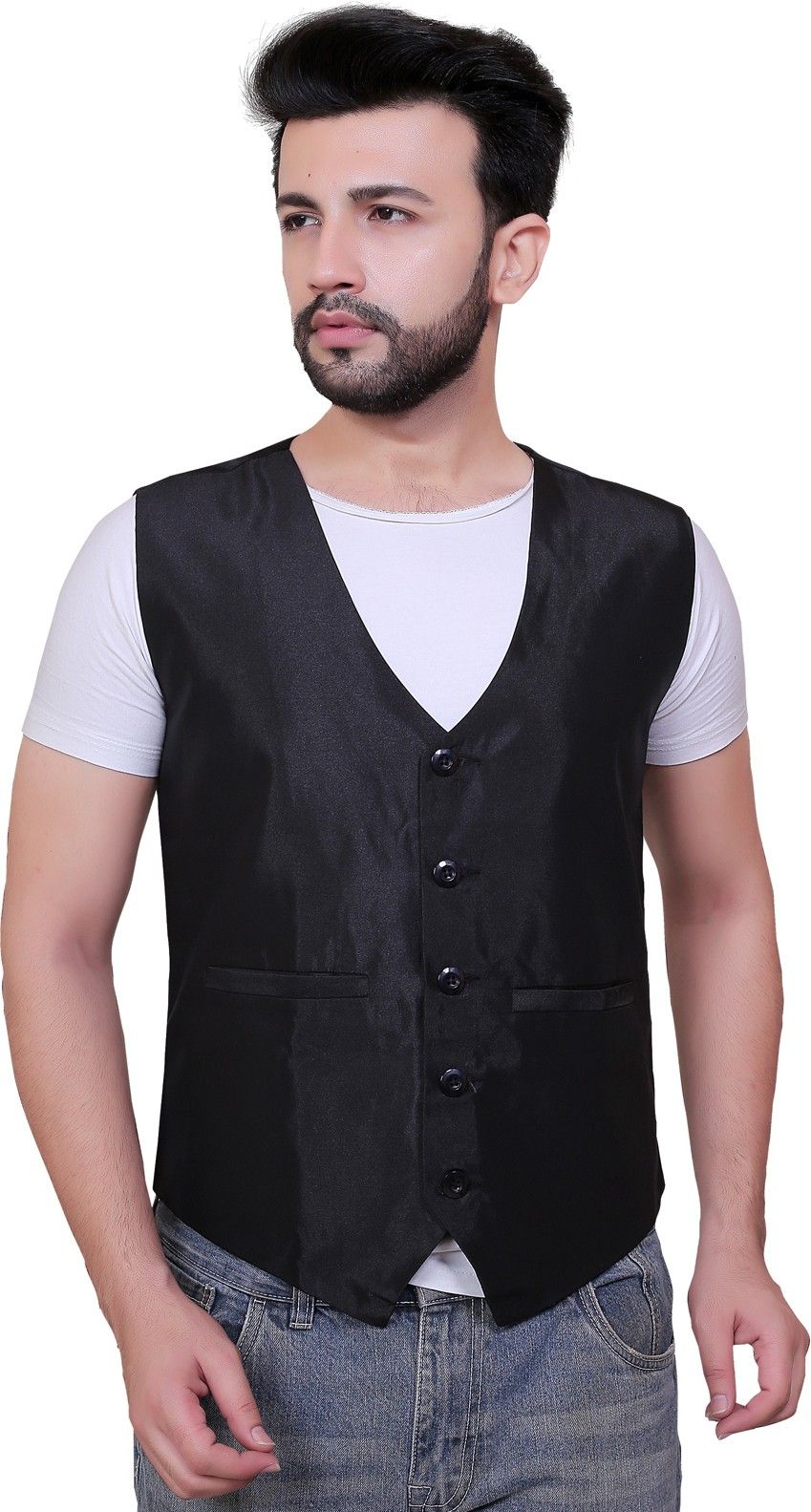 click one Solid Men Waistcoat-picture-12