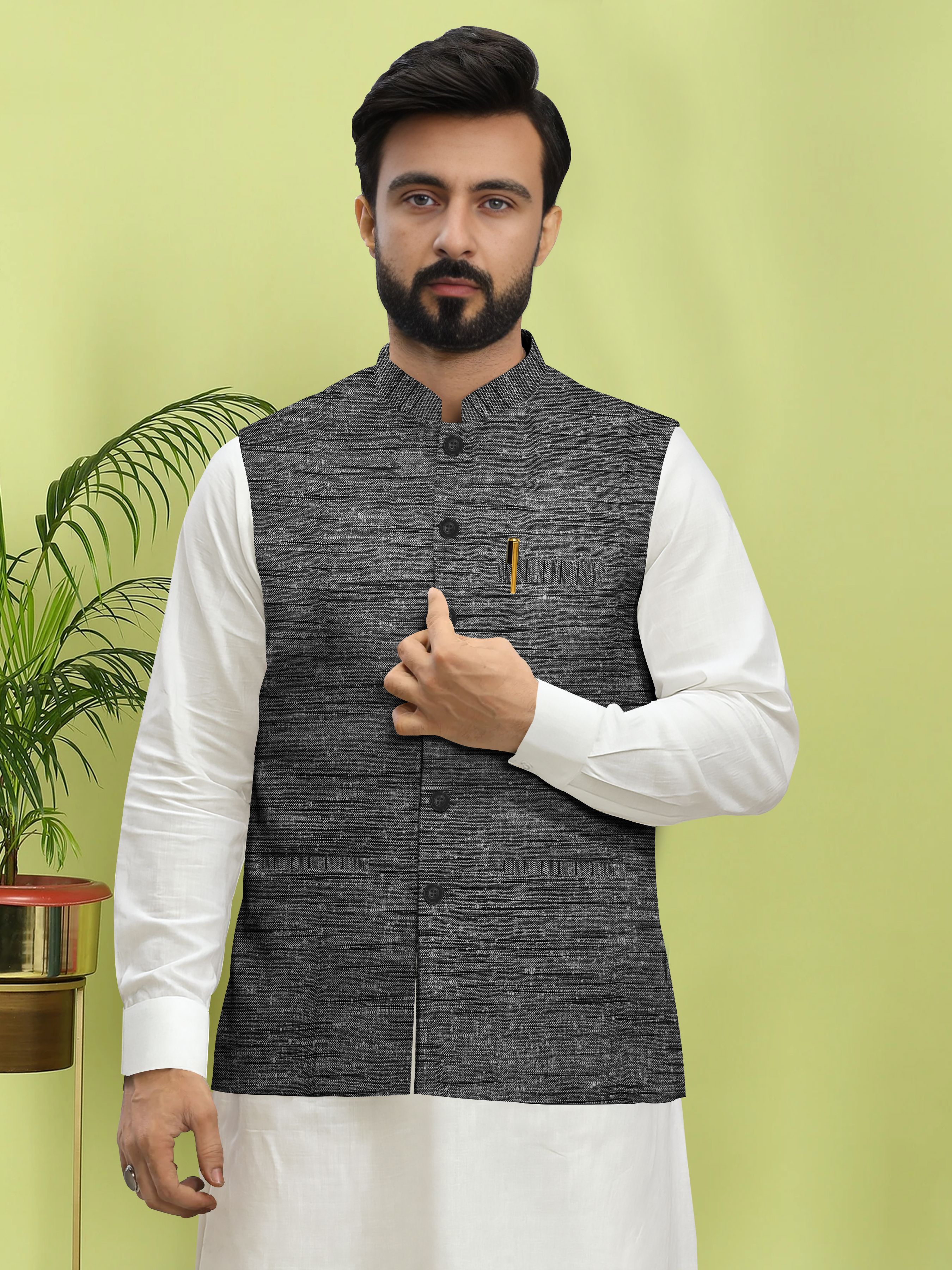 Self Design Men Waistcoat