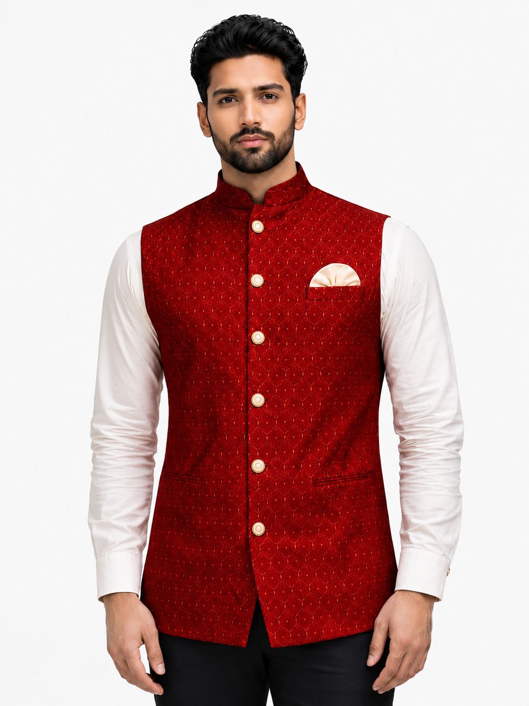 ekvah ethnic fashion Printed Men Waistcoat-picture-32