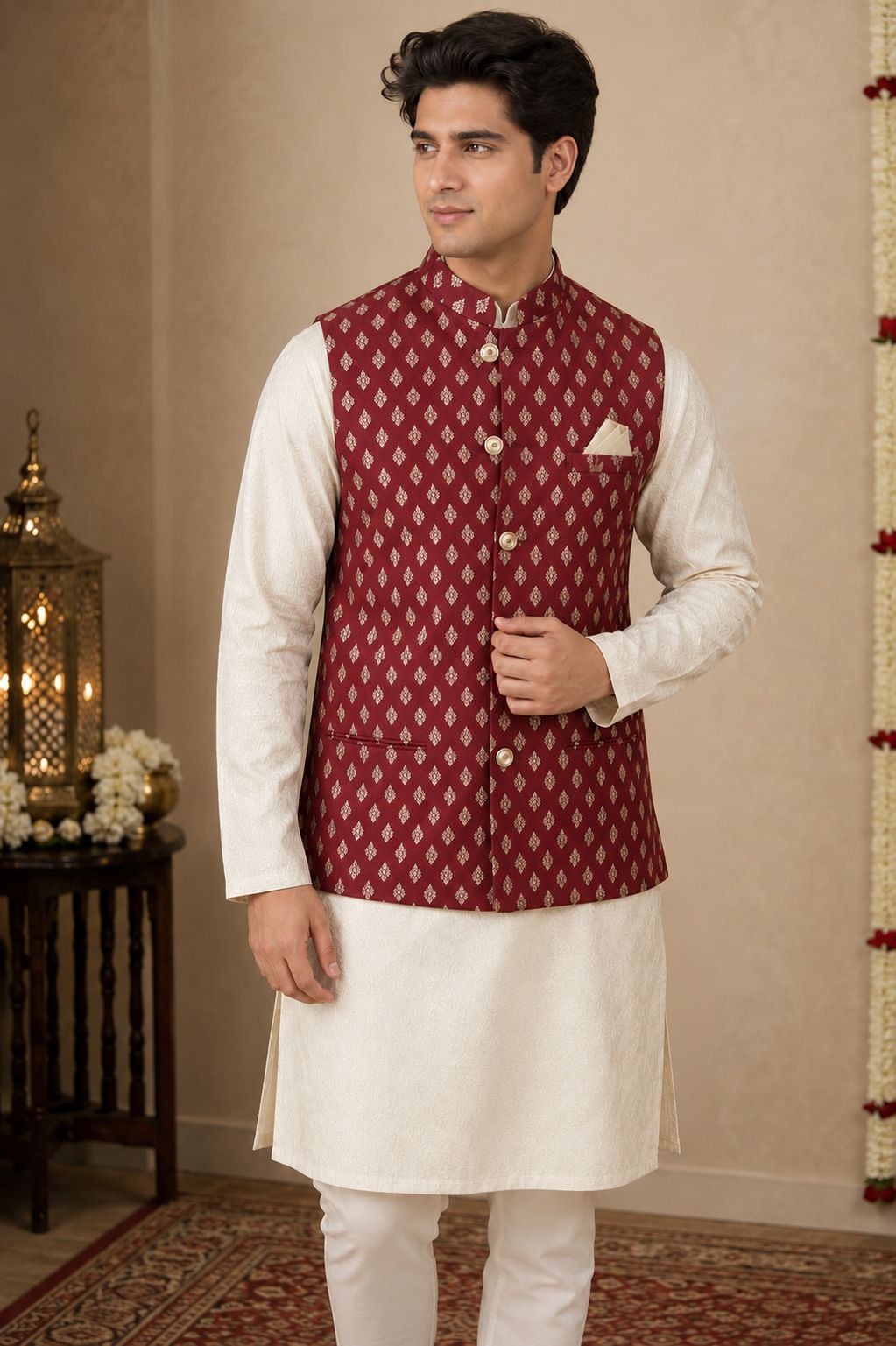 ekvah ethnic fashion Printed Men Waistcoat-picture-20