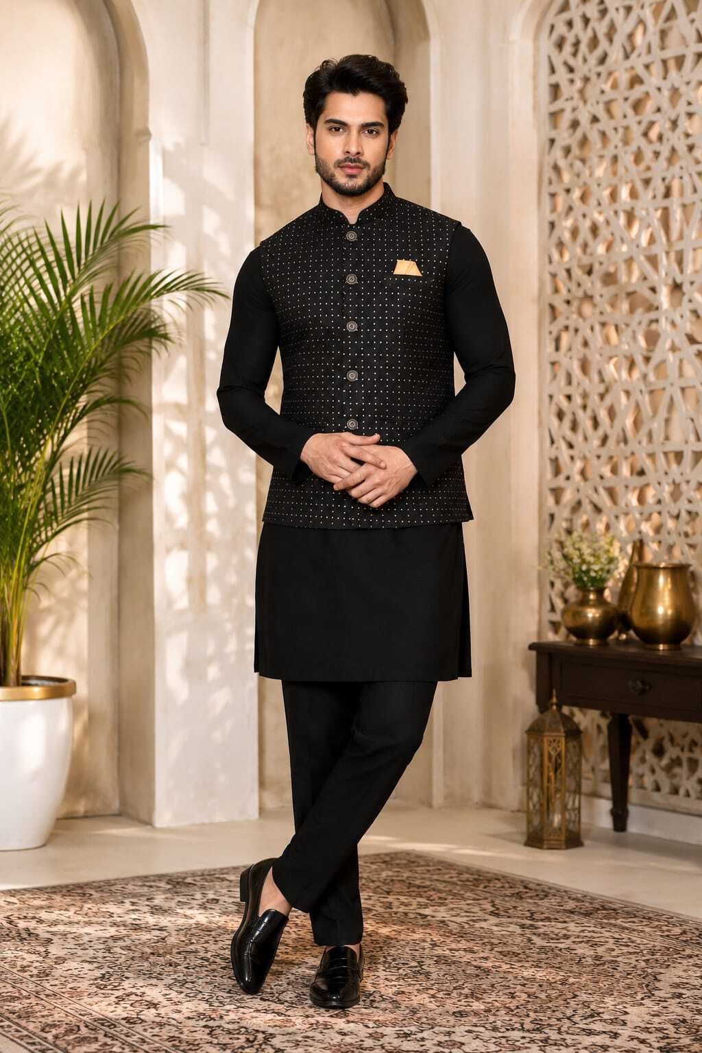 trends of ethnic Men Woven Design Nehru Jacket-picture-28