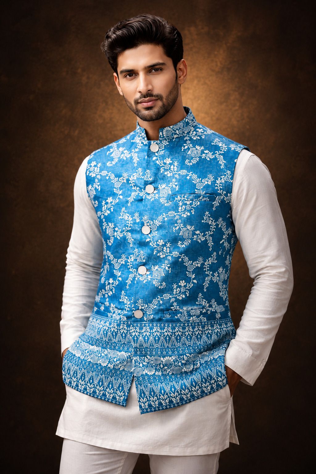 desivibes Floral Print Men Waistcoat-picture-22