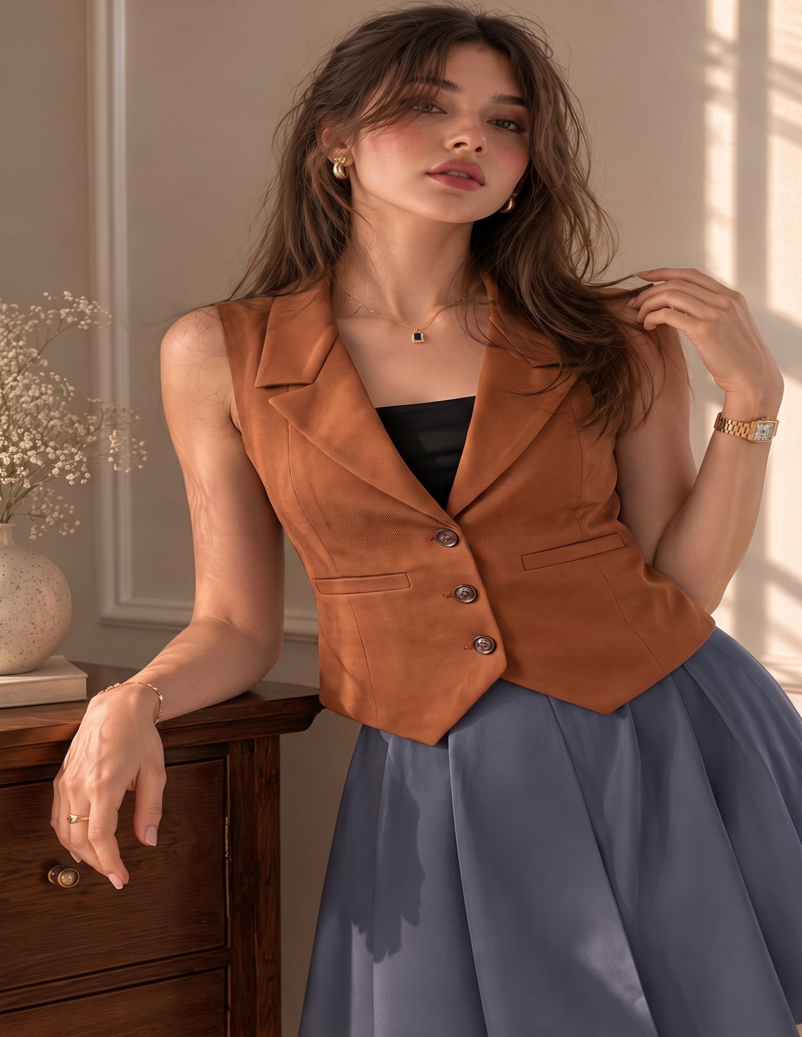 onaya fashion Solid Women Waistcoat-picture-18