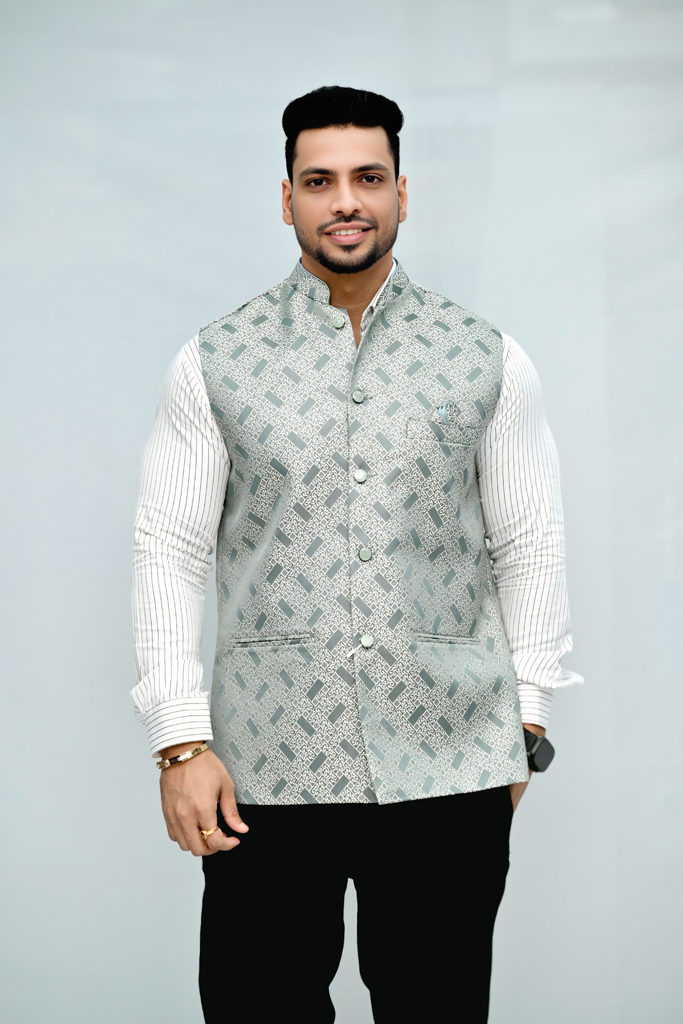 skylark Geometric Print Men Waistcoat-picture-20