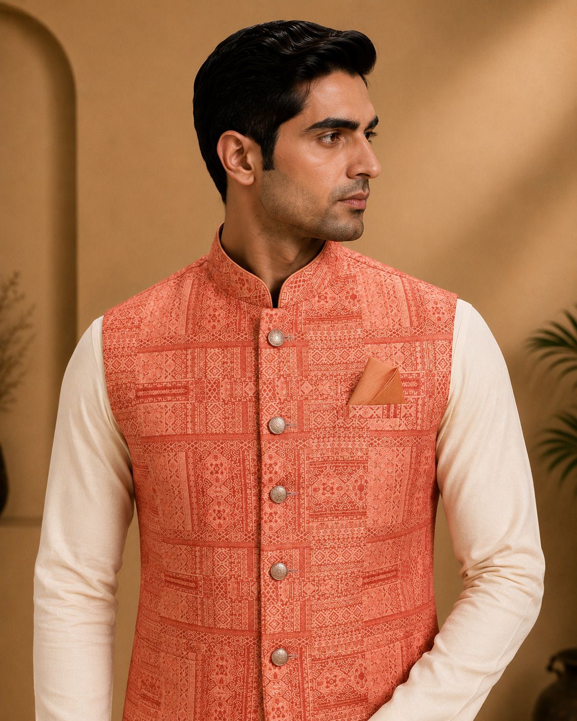trends of ethnic Geometric Print Men Waistcoat-picture-13