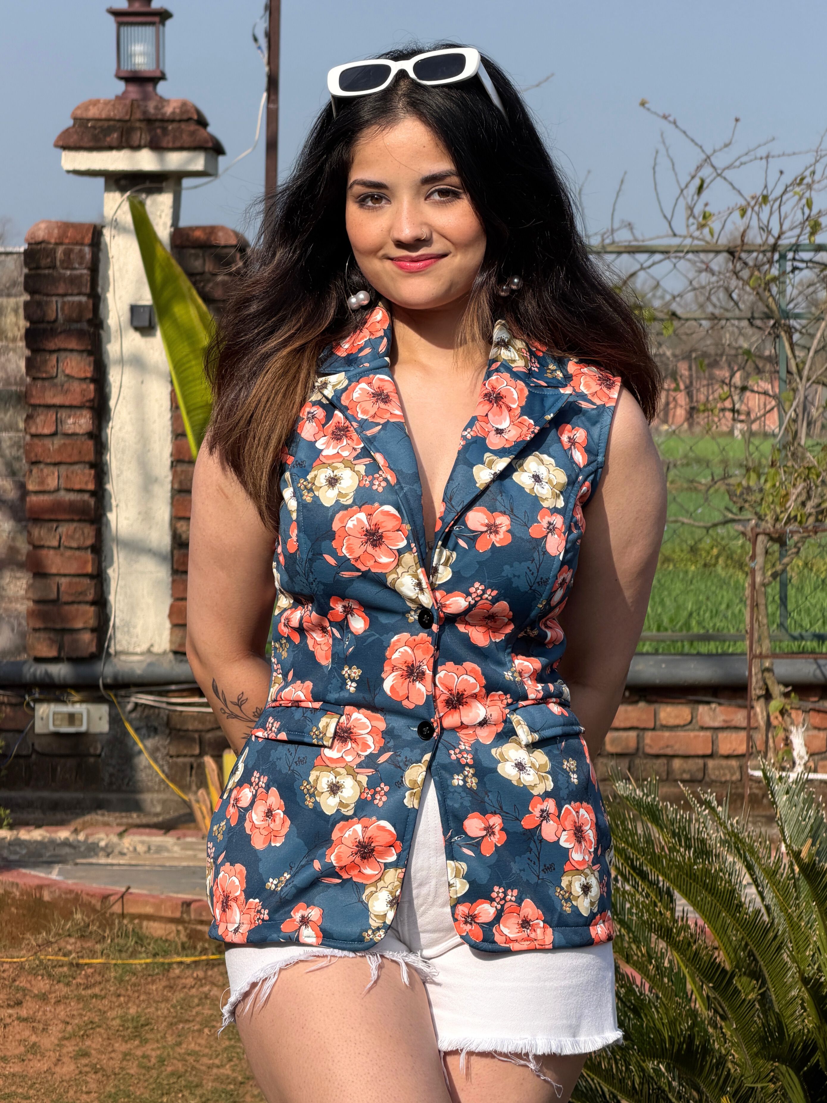 tandul Floral Print Women Waistcoat-picture-14