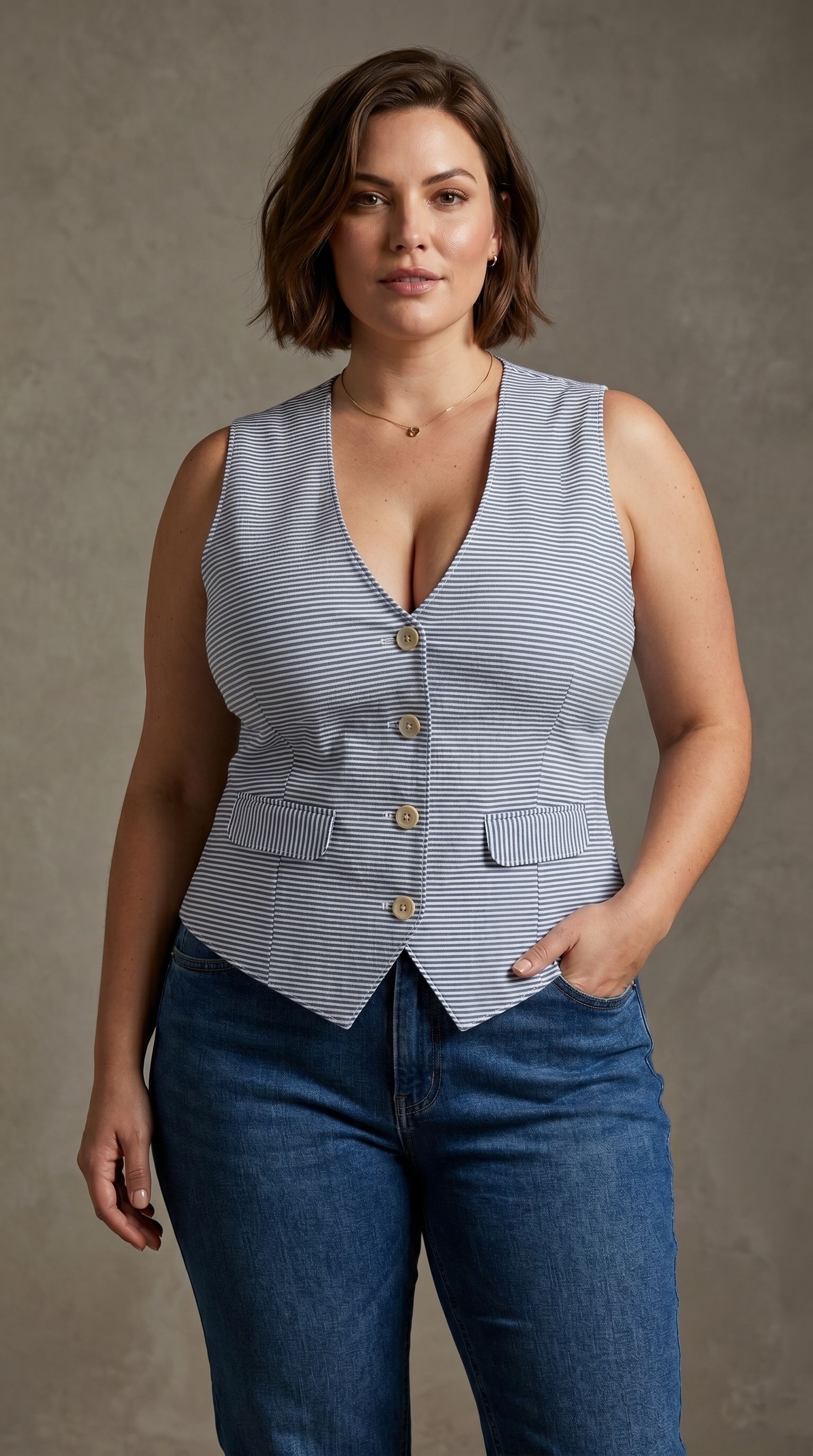 perfect productions Striped Women Waistcoat-picture-30