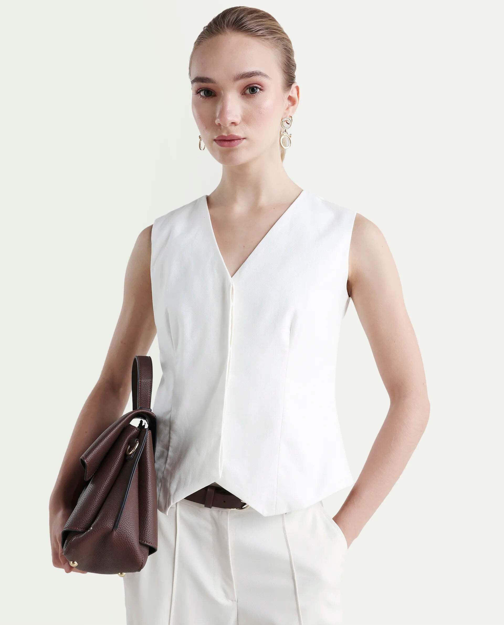 rareism Solid Women Waistcoat-picture-13
