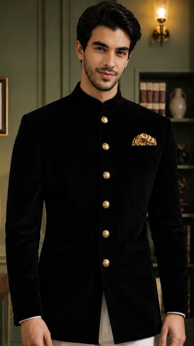 desivibes Men Solid Bandhgala Festive & Wedding Blazer-picture-18
