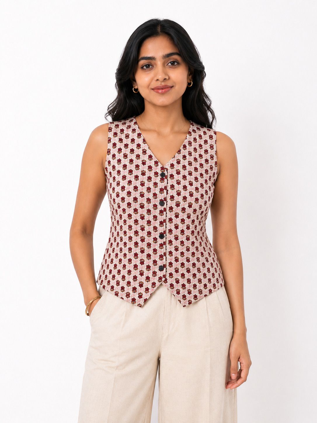indiasi Floral Print Women Waistcoat-picture-13