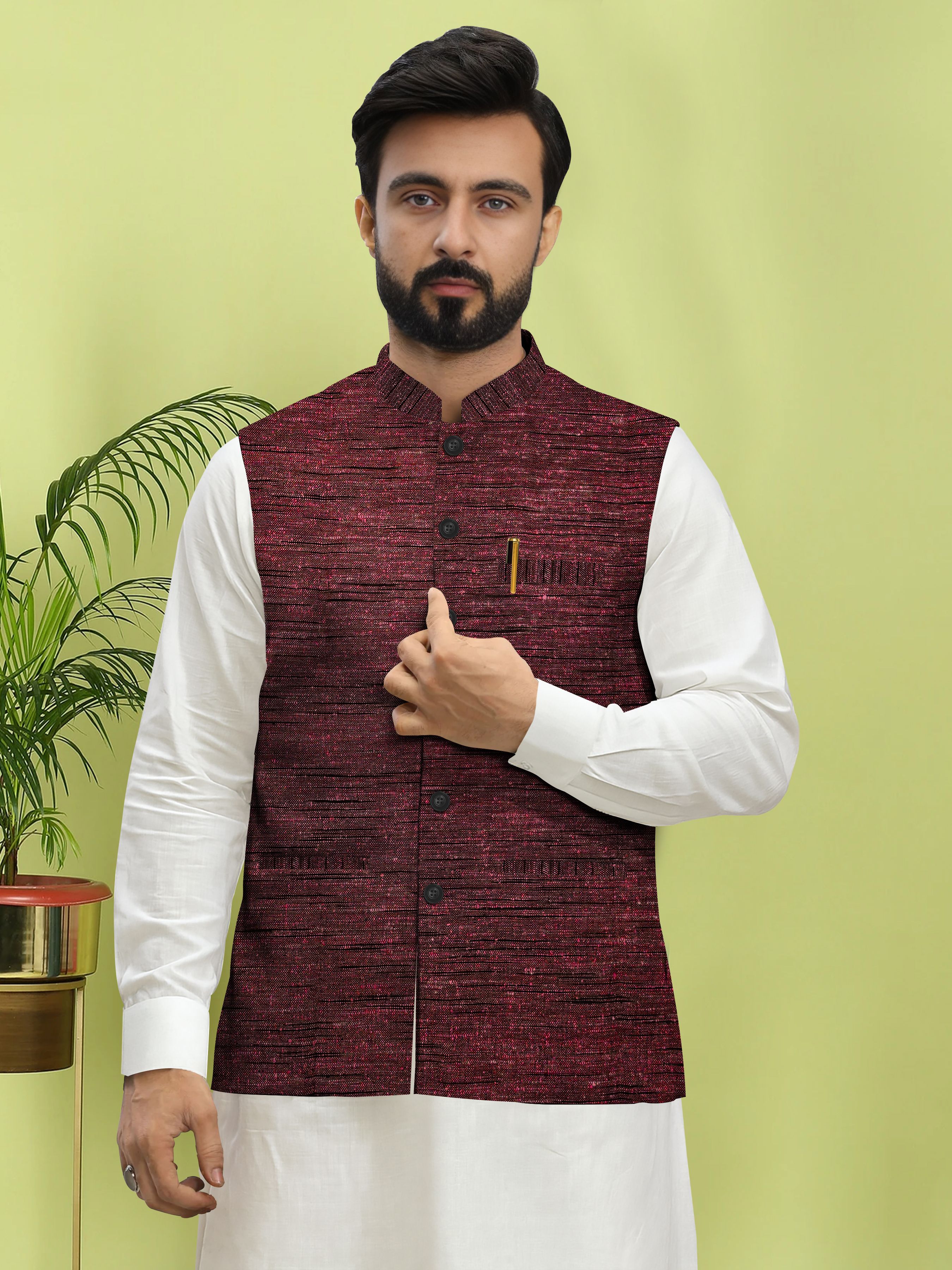 w s textile Self Design Men Waistcoat-picture-27