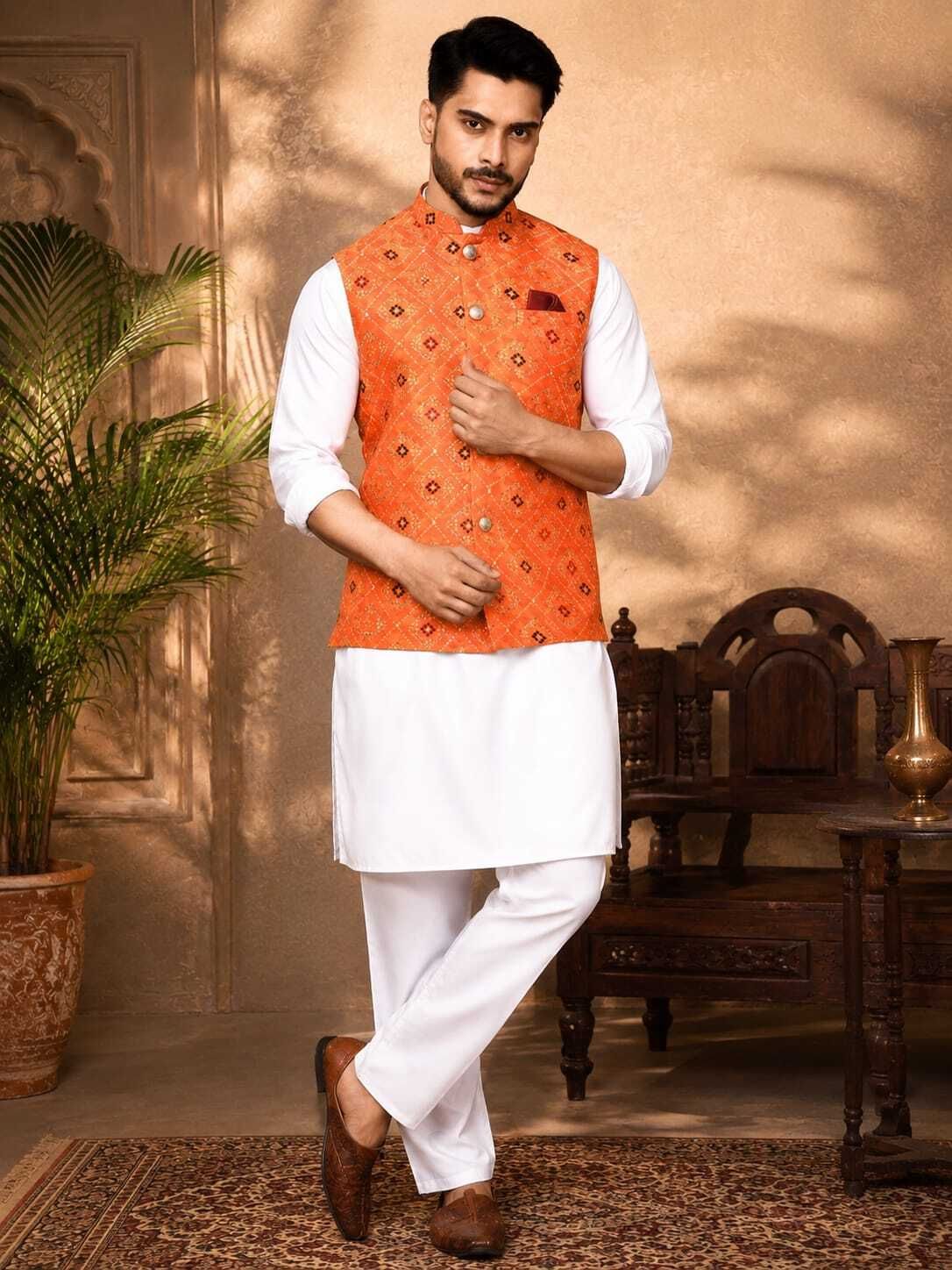 trends of ethnic Geometric Print Men Waistcoat-picture-13