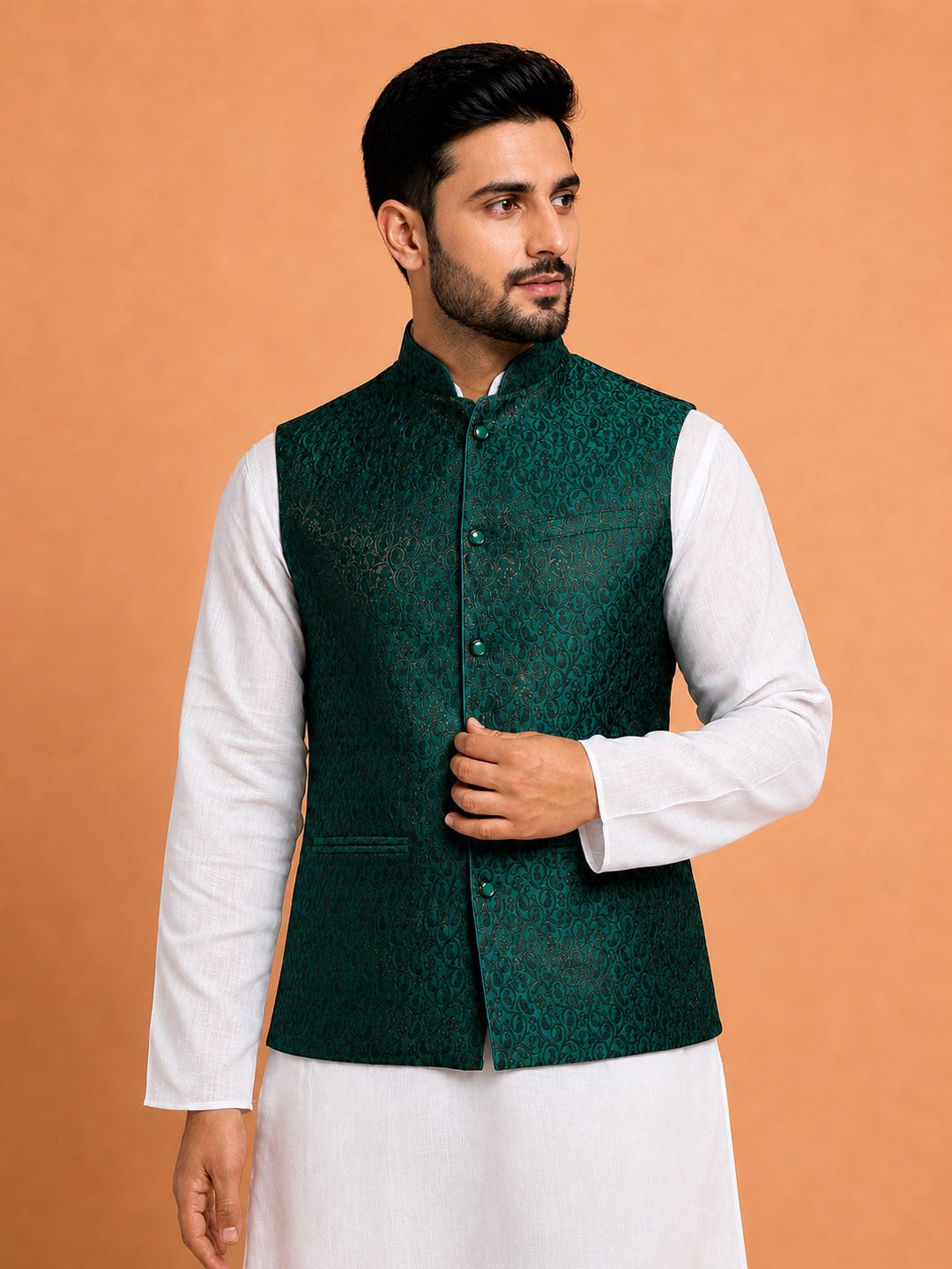 aurevia Self Design Men Waistcoat-picture-12