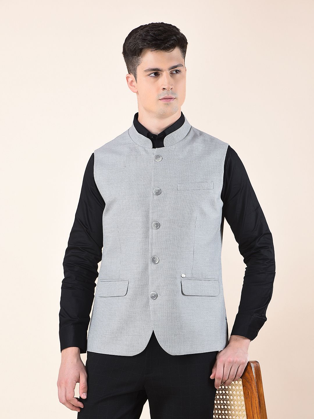 cantabil Self Design Men Waistcoat-picture-26