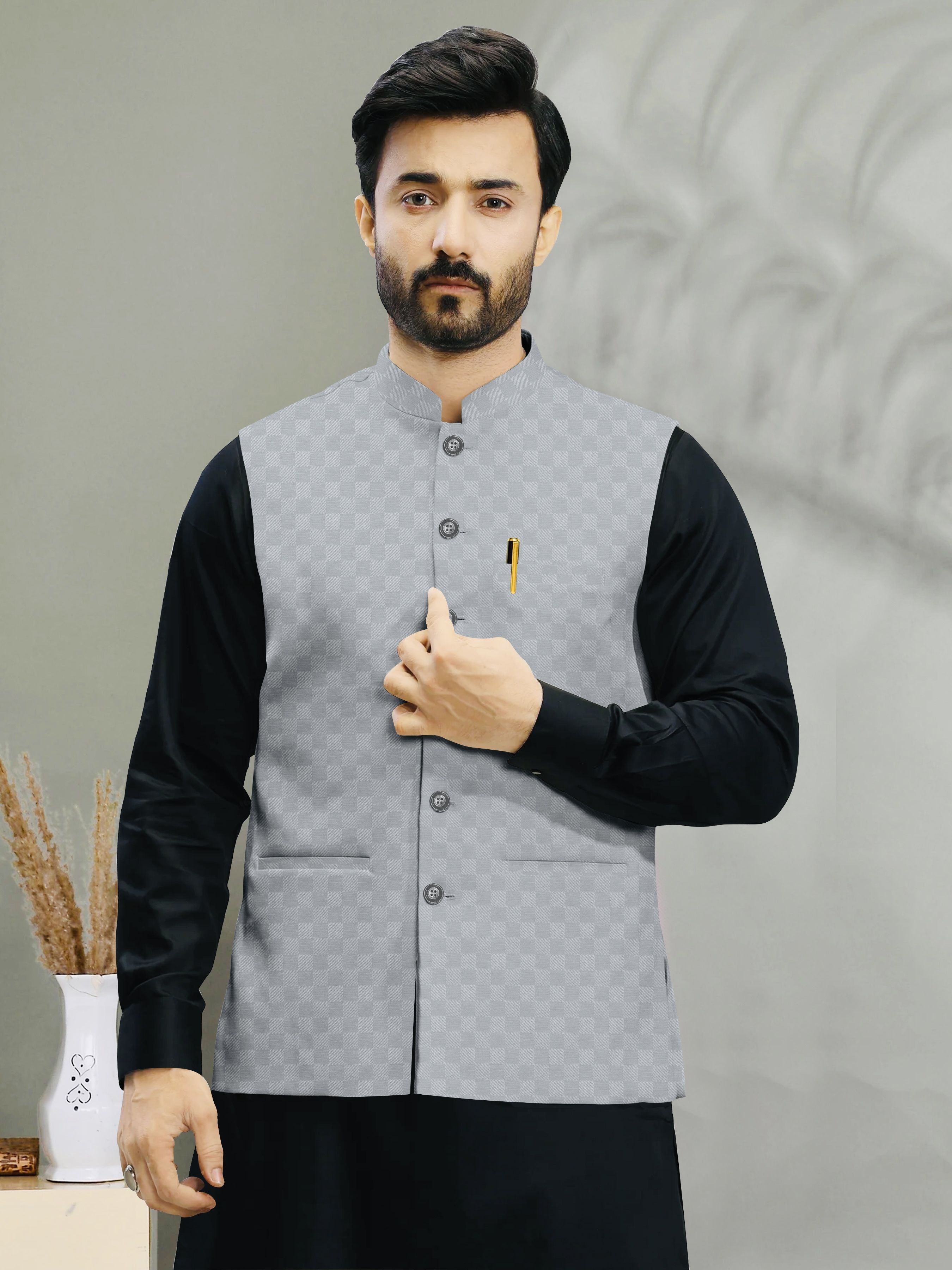 Self Design Men Waistcoat