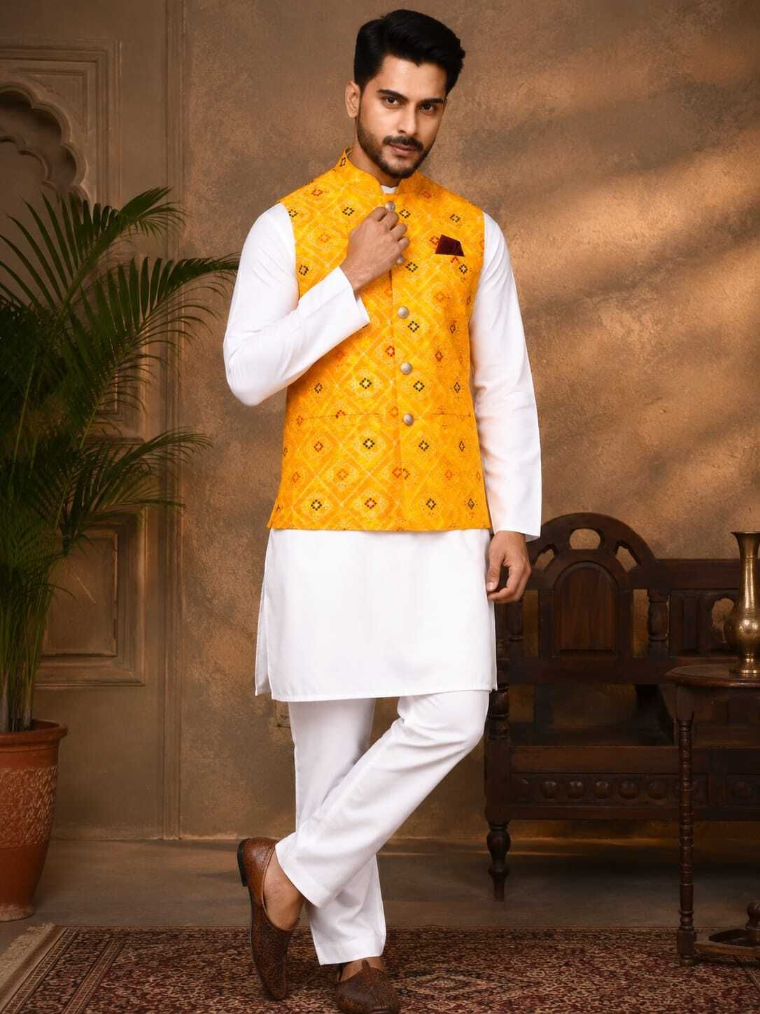trends of ethnic Geometric Print Men Waistcoat-picture-10