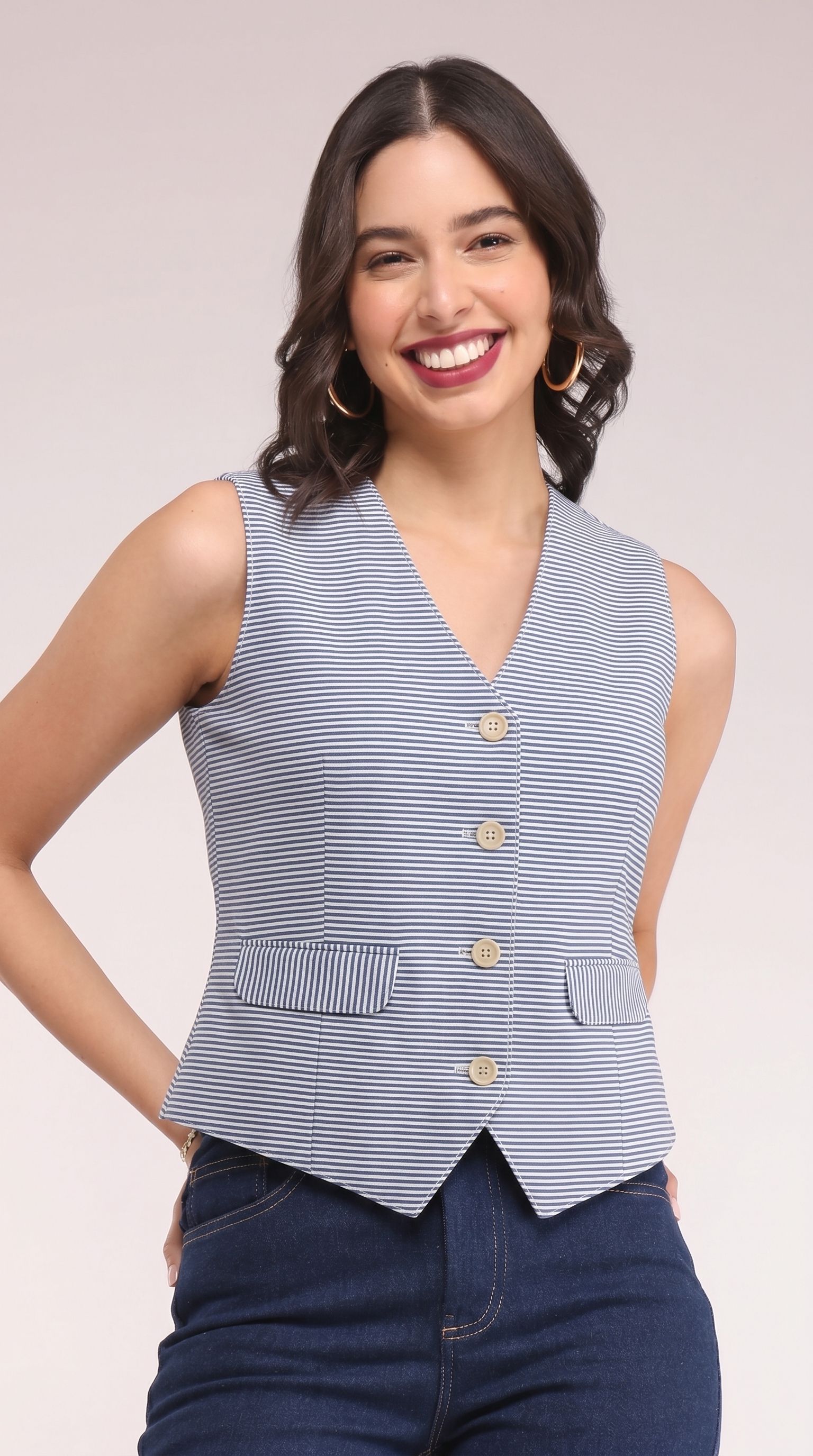 perfect productions Striped Women Waistcoat-picture-15