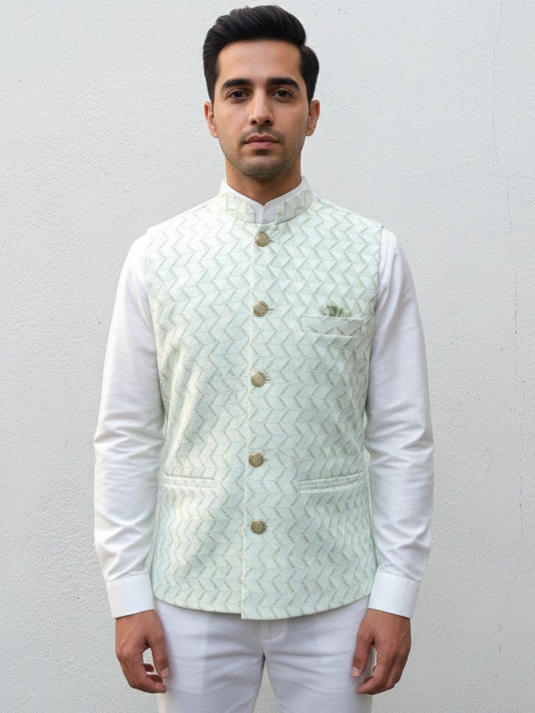 Geometric Print Men Waistcoat