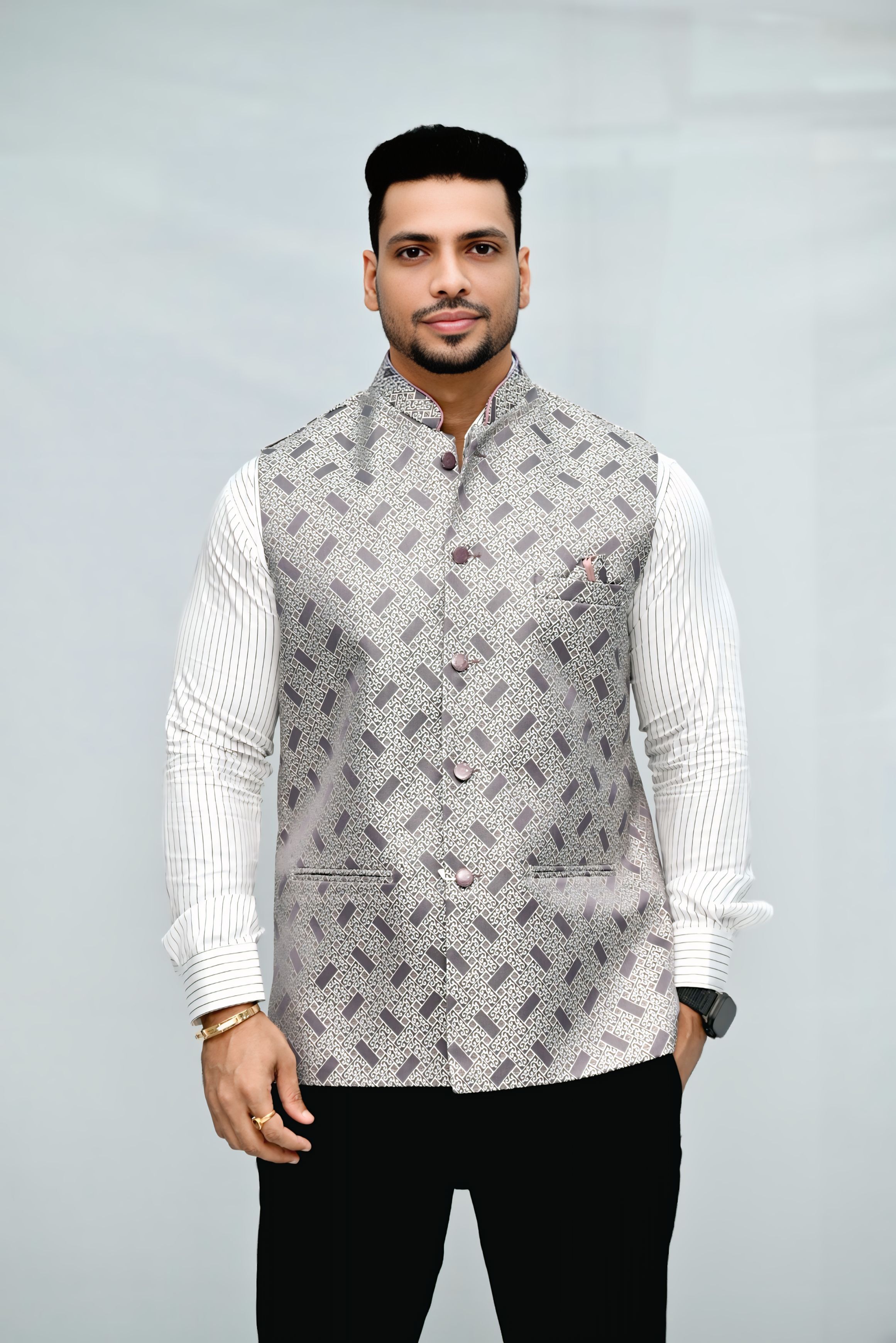 skylark Geometric Print Men Waistcoat-picture-33