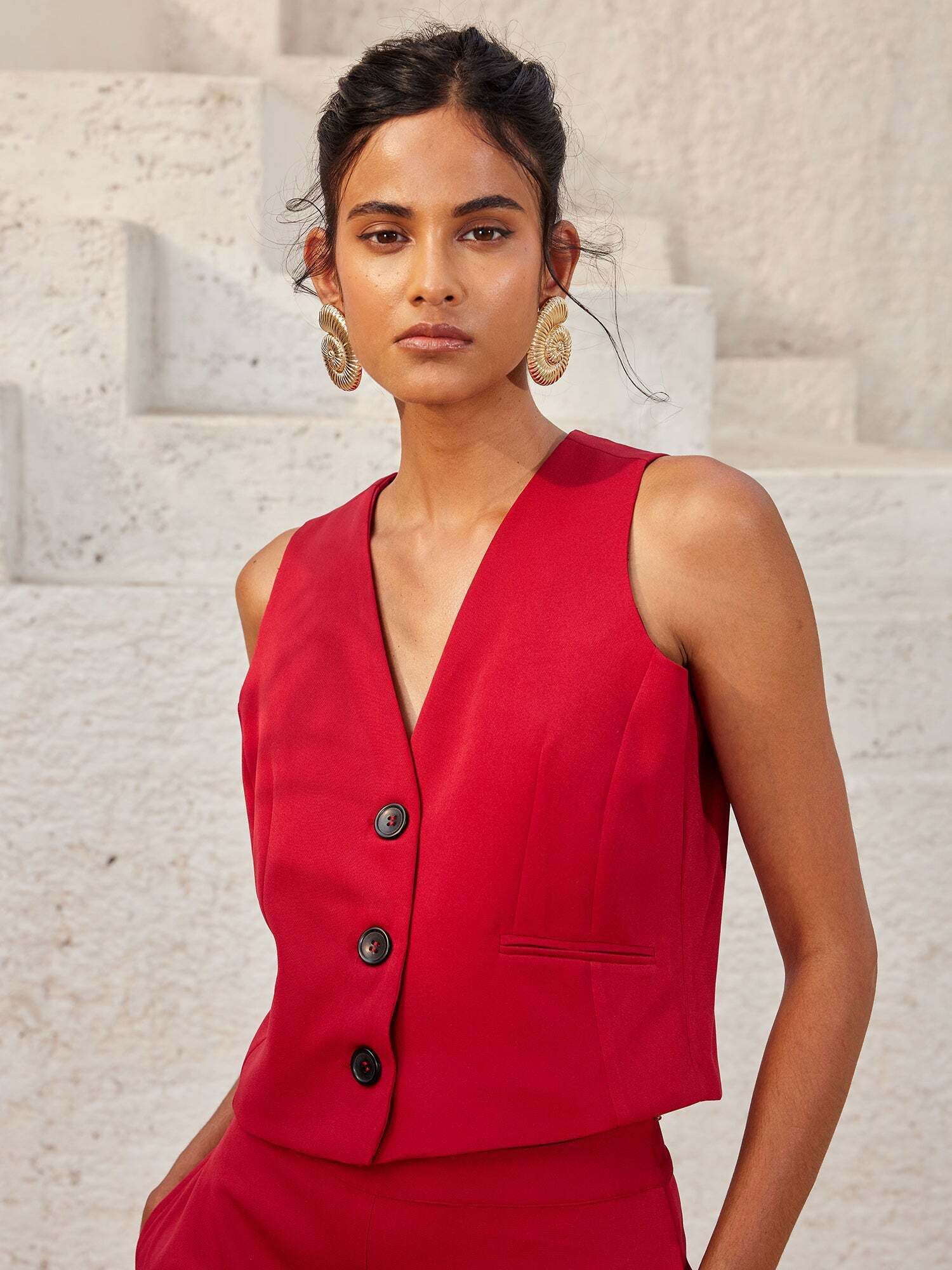 salt attire Solid Women Waistcoat-picture-14