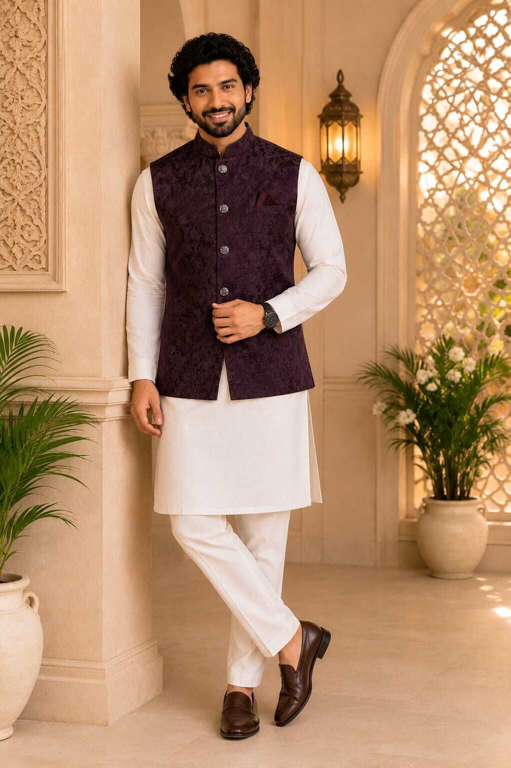 trends of ethnic Self Design Men Waistcoat-picture-21