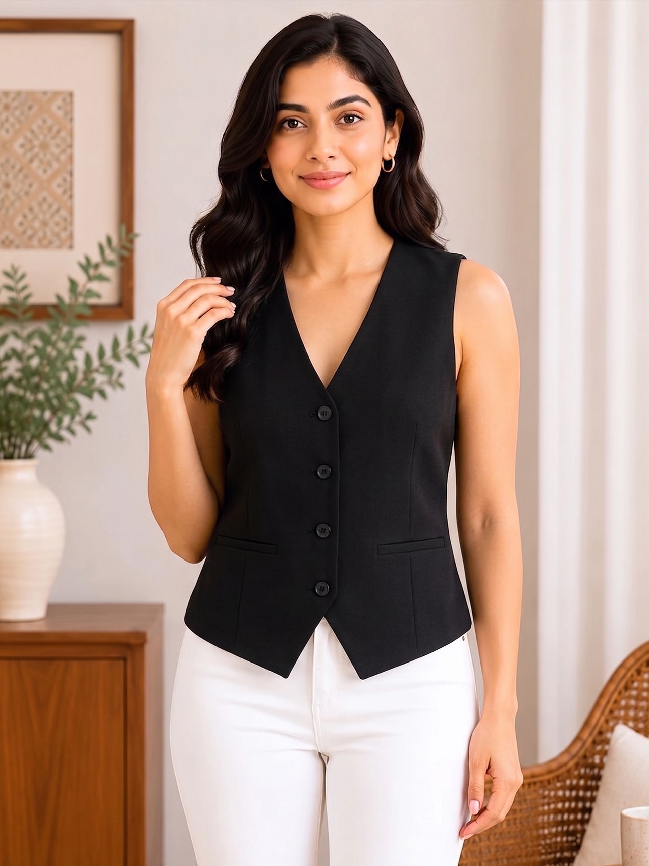 alloro Solid Women Waistcoat-picture-13