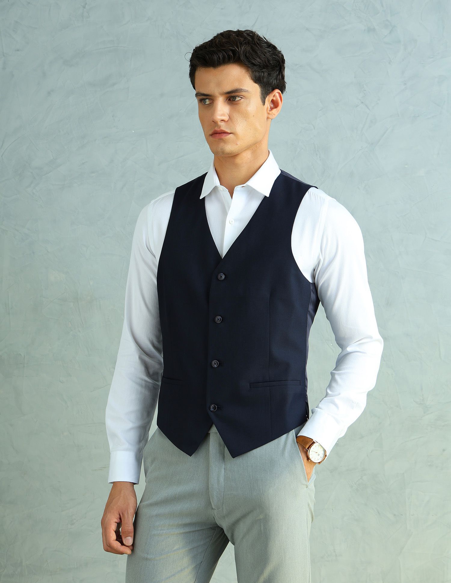 arrow Solid Men Waistcoat-picture-12
