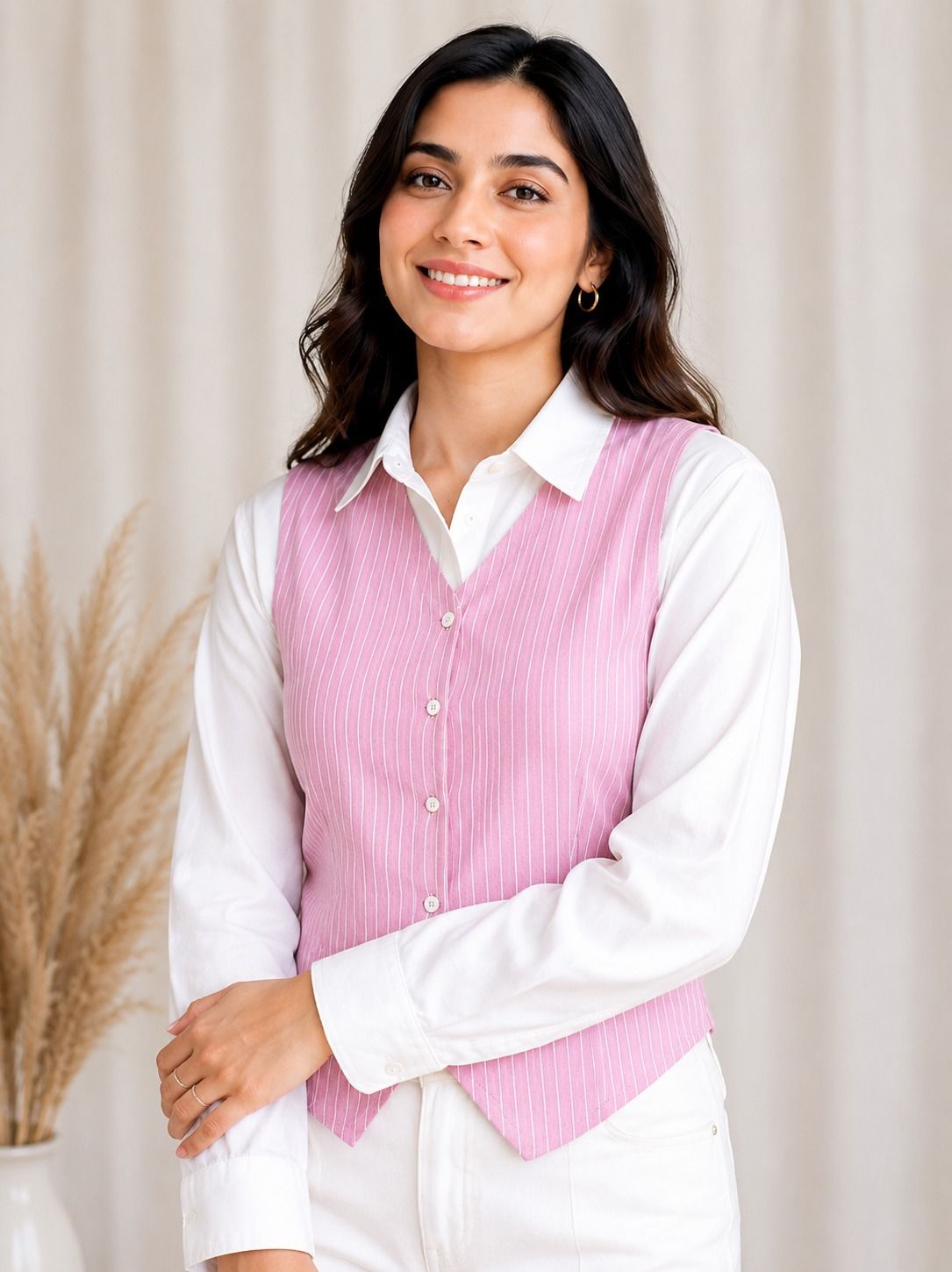 hayasworld Striped Women Waistcoat-picture-30