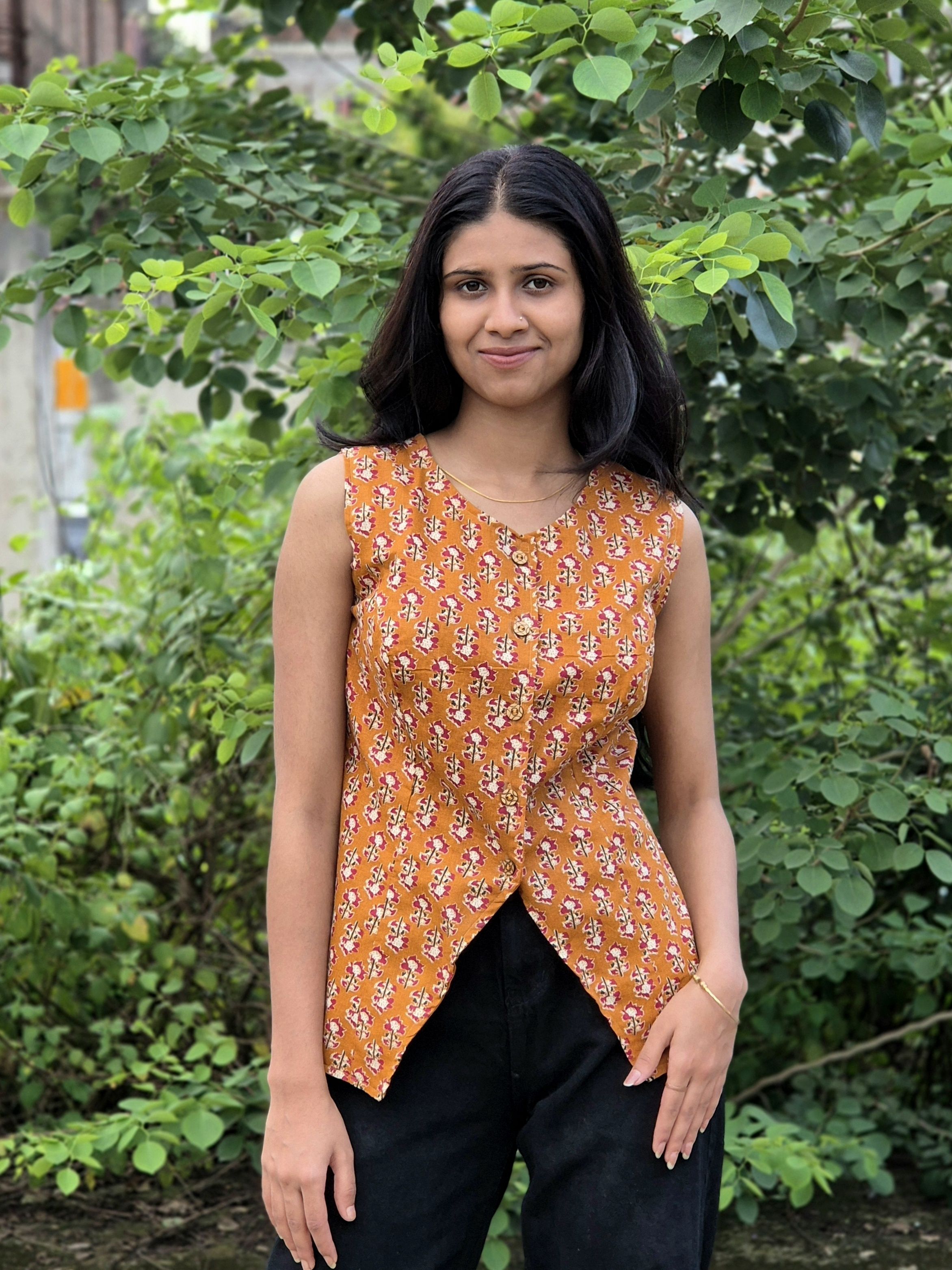 Floral Print Women Waistcoat