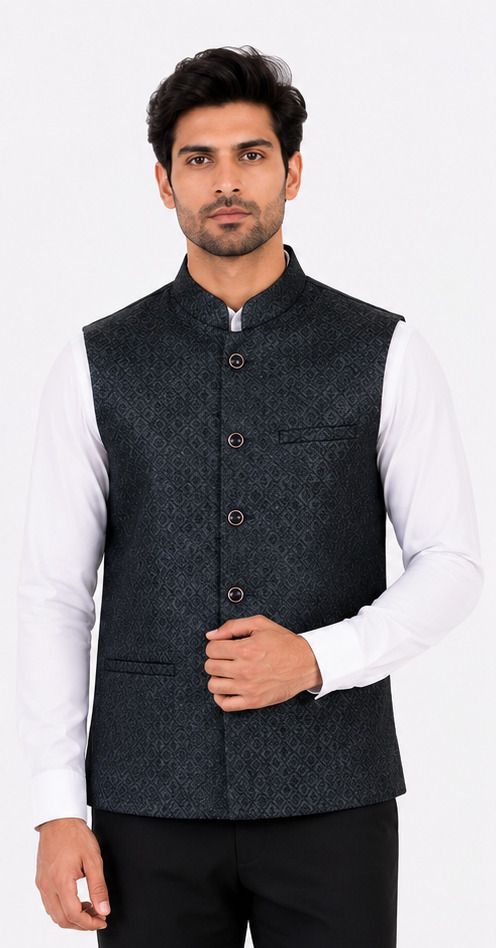 akify Geometric Print Men Waistcoat-picture-10