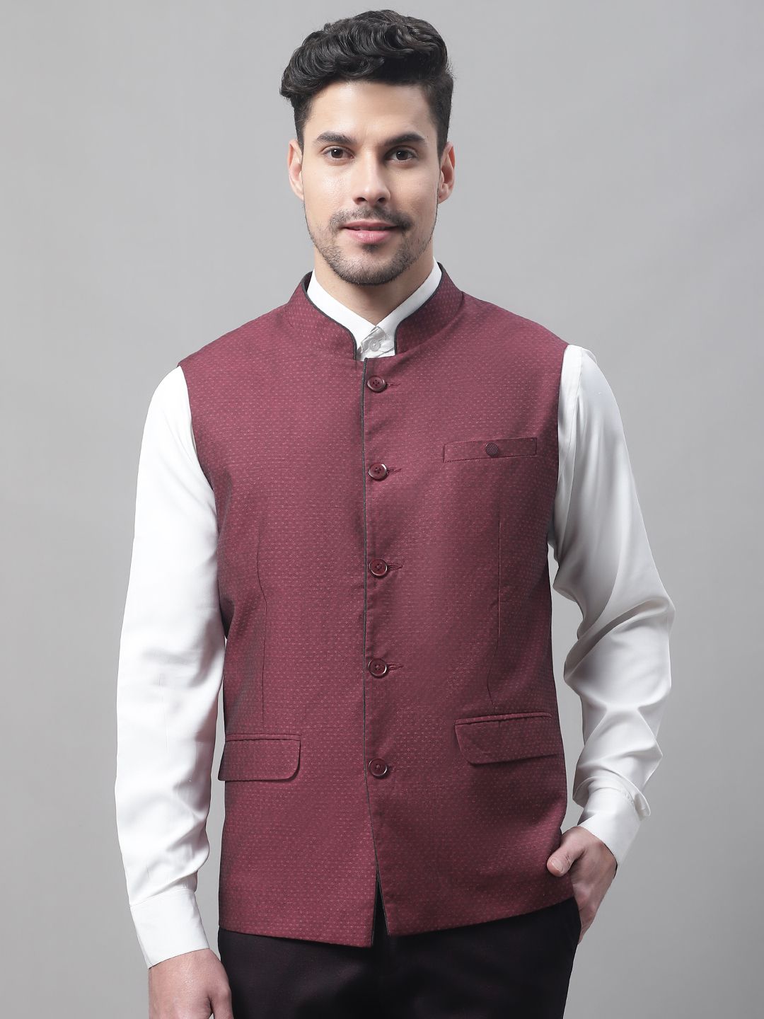 cantabil Self Design Men Waistcoat-picture-22