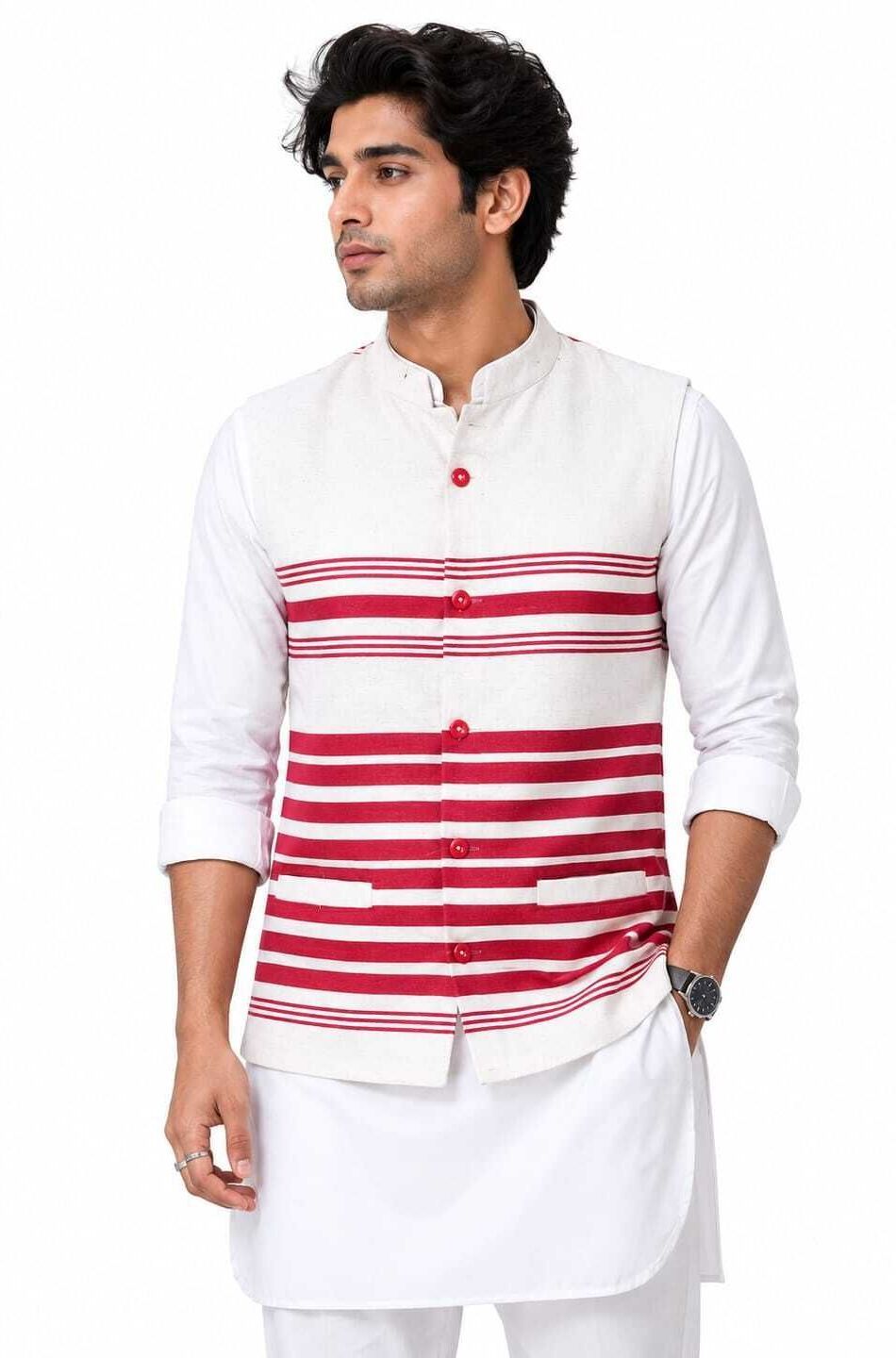 rq store hub Striped Men Waistcoat-picture-40