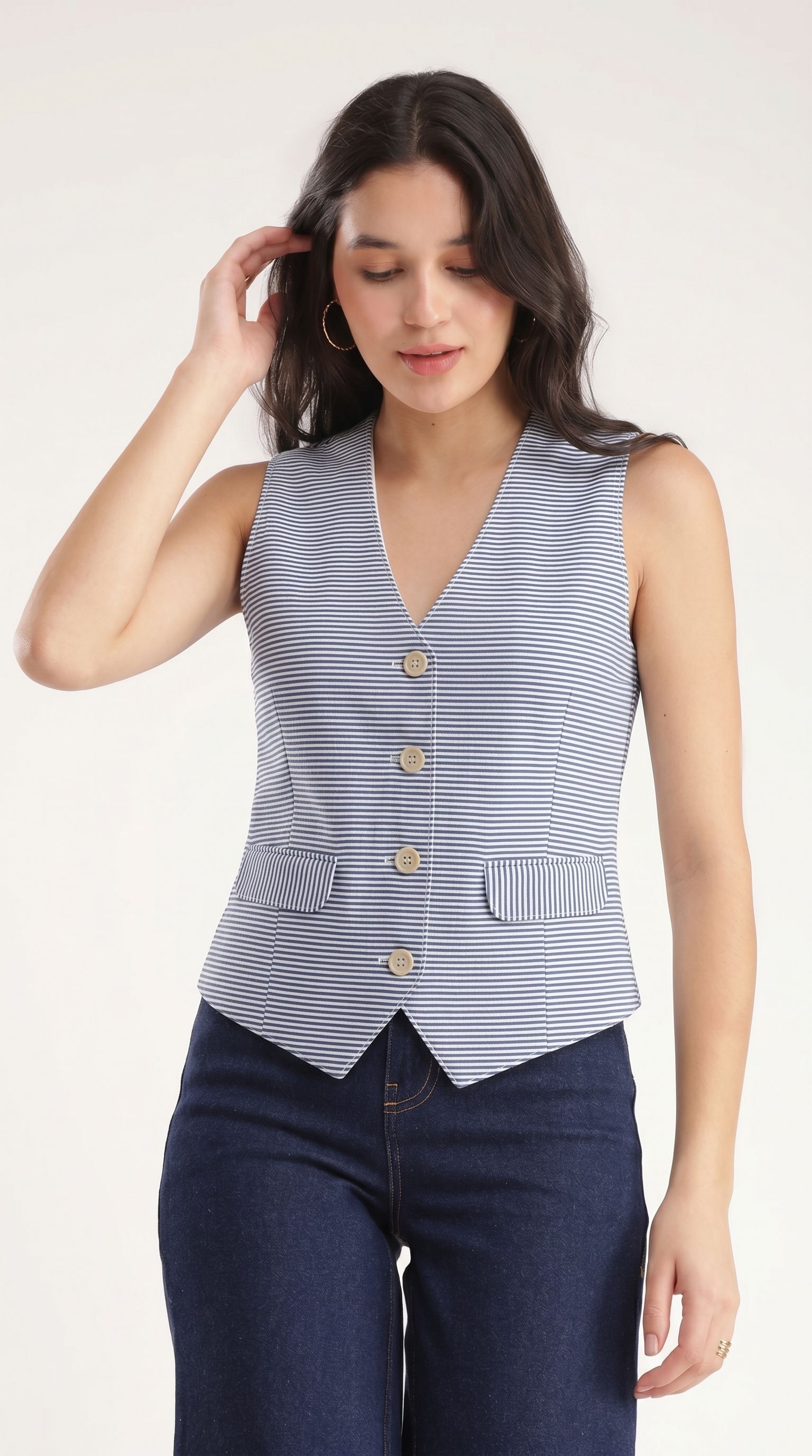 Striped Women Waistcoat-image-37