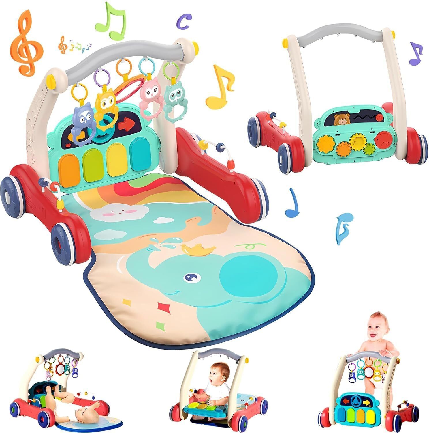 2 in 1 Musical Baby Play Gym & Push Walker