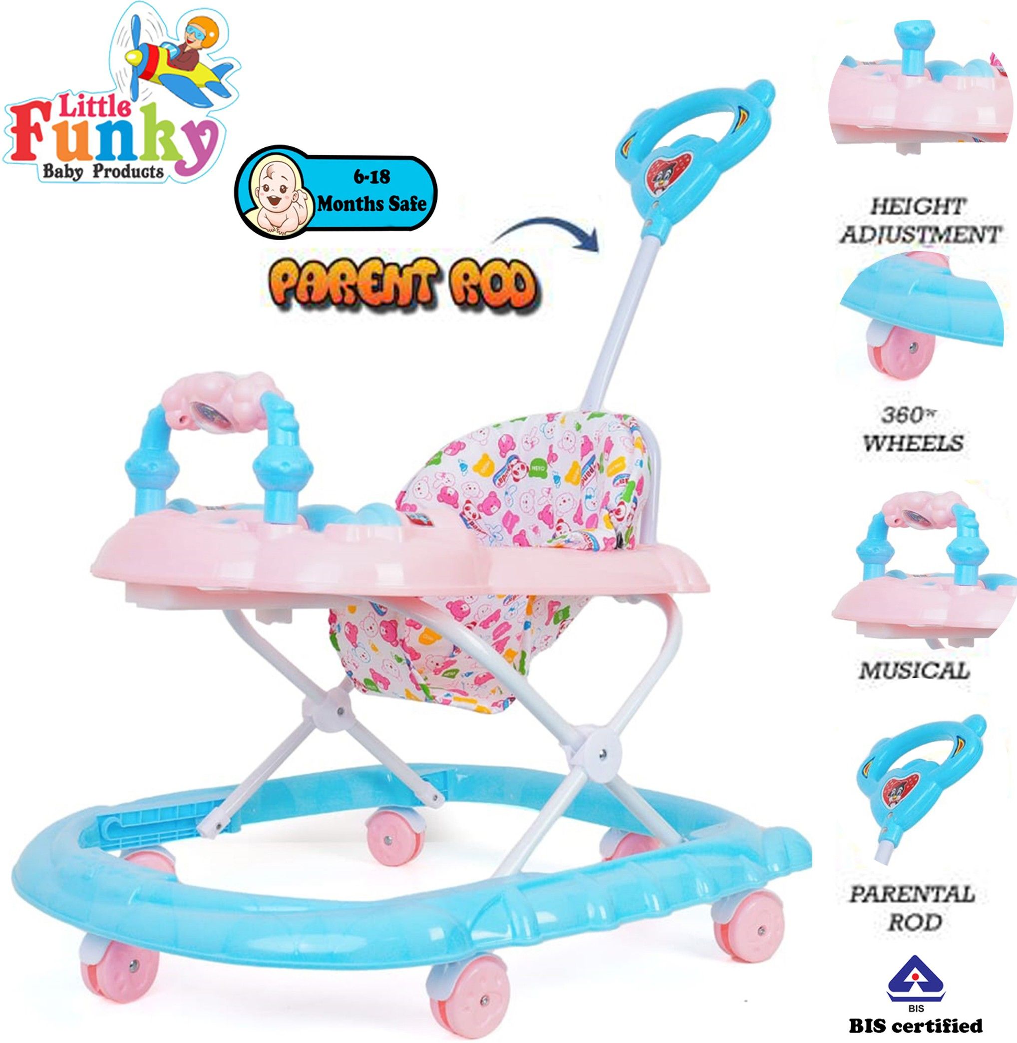 little funky Musical Activity Walker With Parent Rod-picture-17