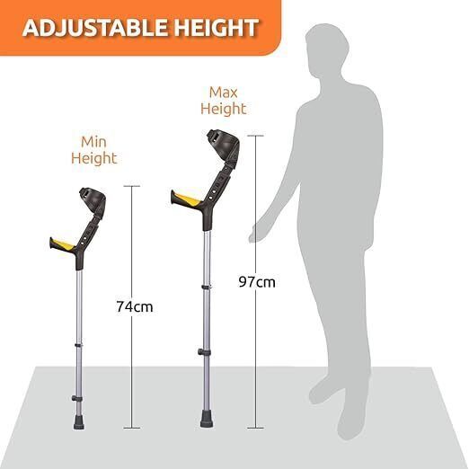 excliq Elbow Crutch with Height Adjustable Elbow Support & Movable Arm Cuff Walking Stick-picture-17