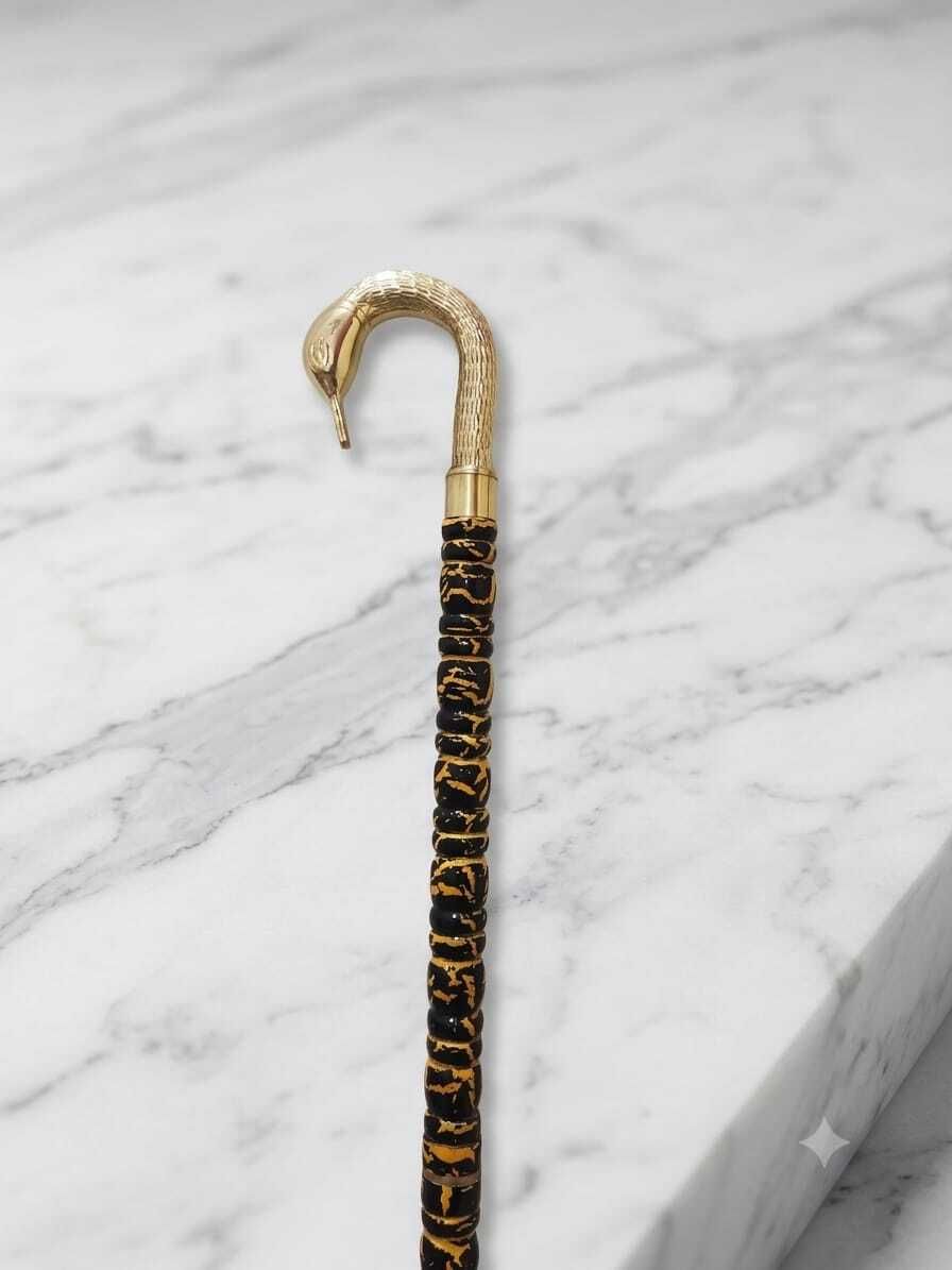 Royal Swan Head Designer Walking Cane with Gold Finish Handle Walking Stick-image-48
