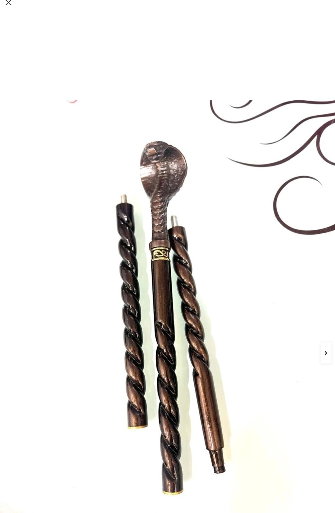 Wooden Walking Stick 3 Fold rassa degsin Brass Cobra Handle Hand-carved Walking Stick-image-37